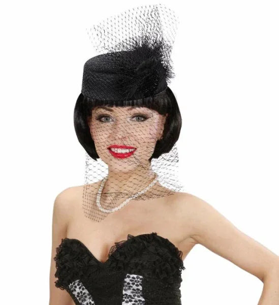 Sombrero con Rejilla y Pluma COMPLEMENTOS Widmann