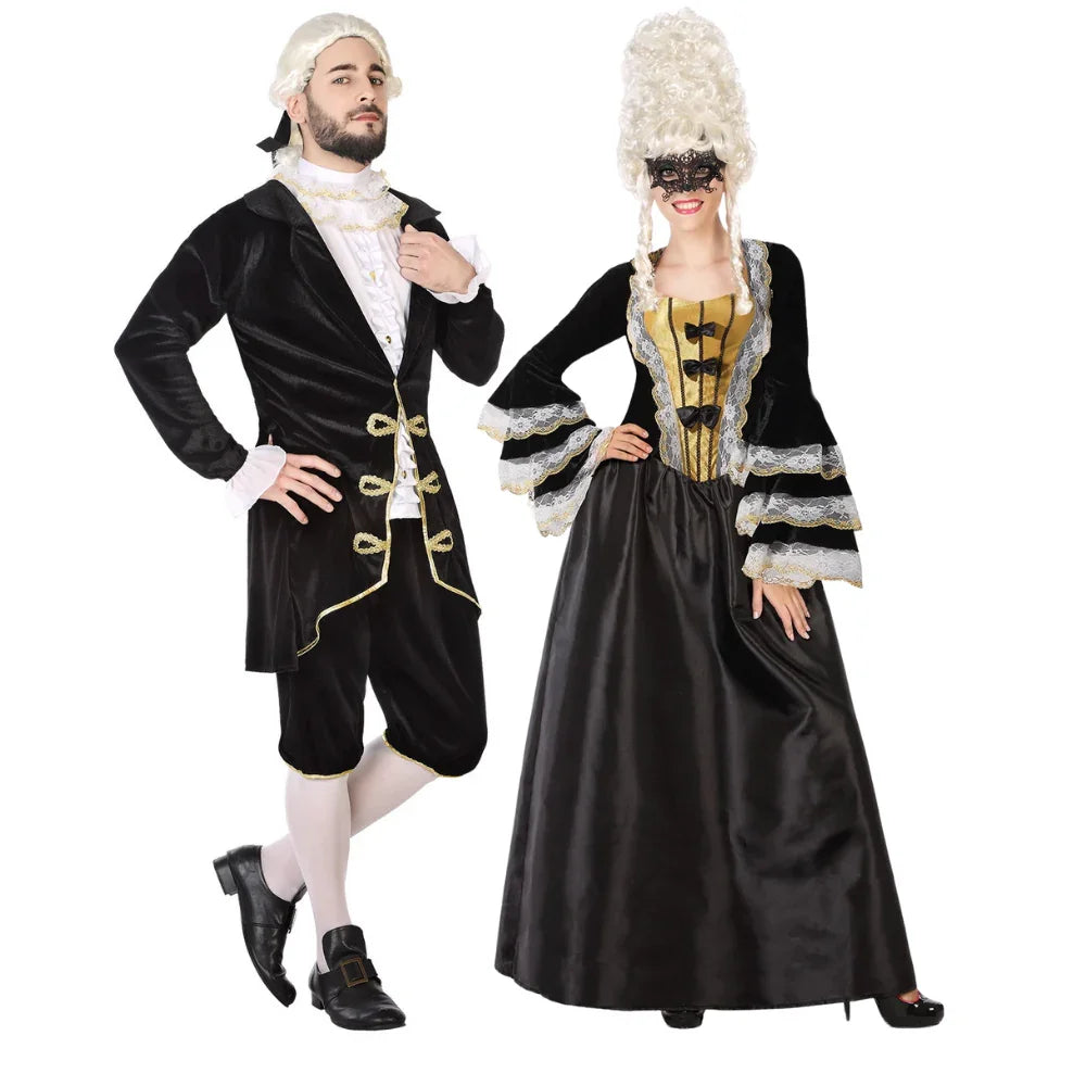 Disfraces en Pareja de Cortesanos Negros Venecianos y de Época Disfraces Simon