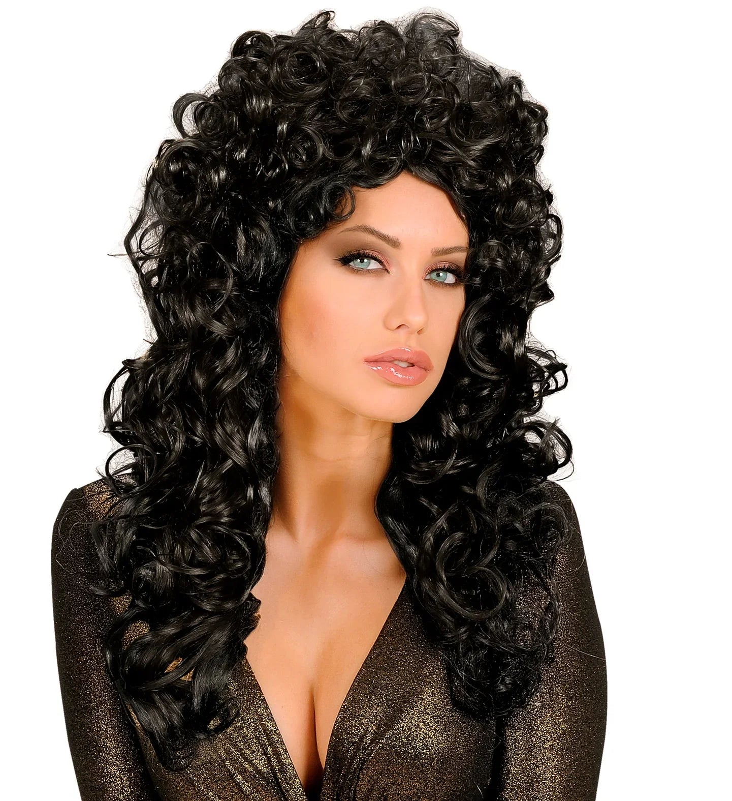 Peluca Rizada Morena Larga COMPLEMENTOS Widmann