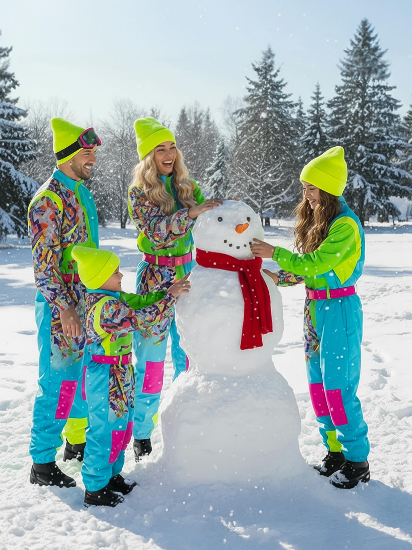 Disfraz de Esquiador Azul y Verde Neón para Adulto