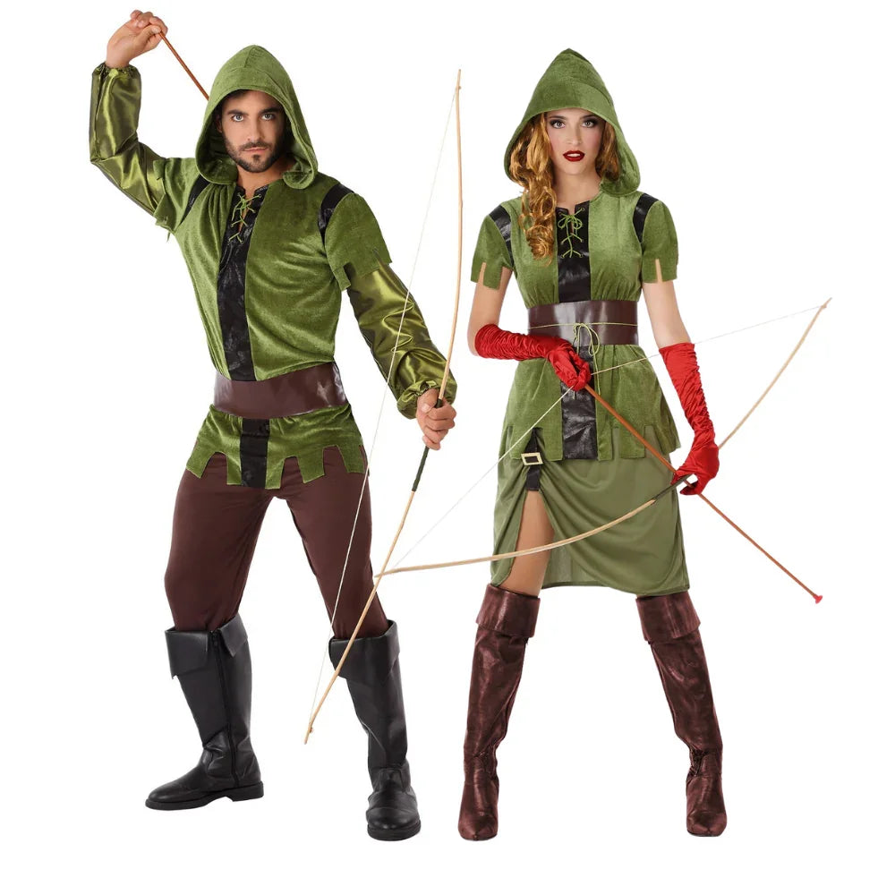 Disfraces en Pareja de Arqueros Medievales del Bosque Robin Hood y Arquero Disfraces Simon