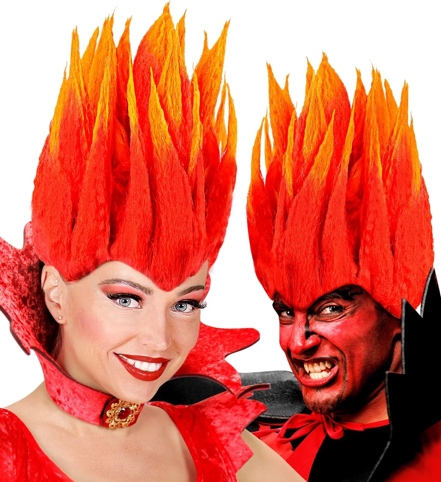 Peluca de Demonio Rojo y Naranja COMPLEMENTOS Widmann