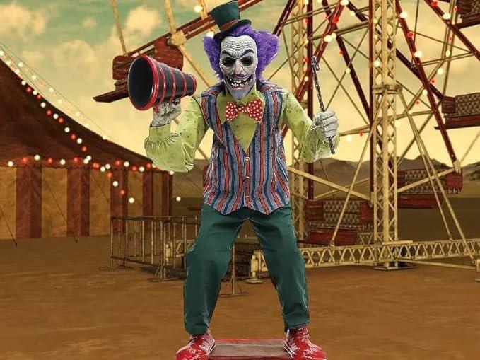 Presentador de Circo Siniestro con Movimiento, Luz y Sonido Decoración Halloween Palmer