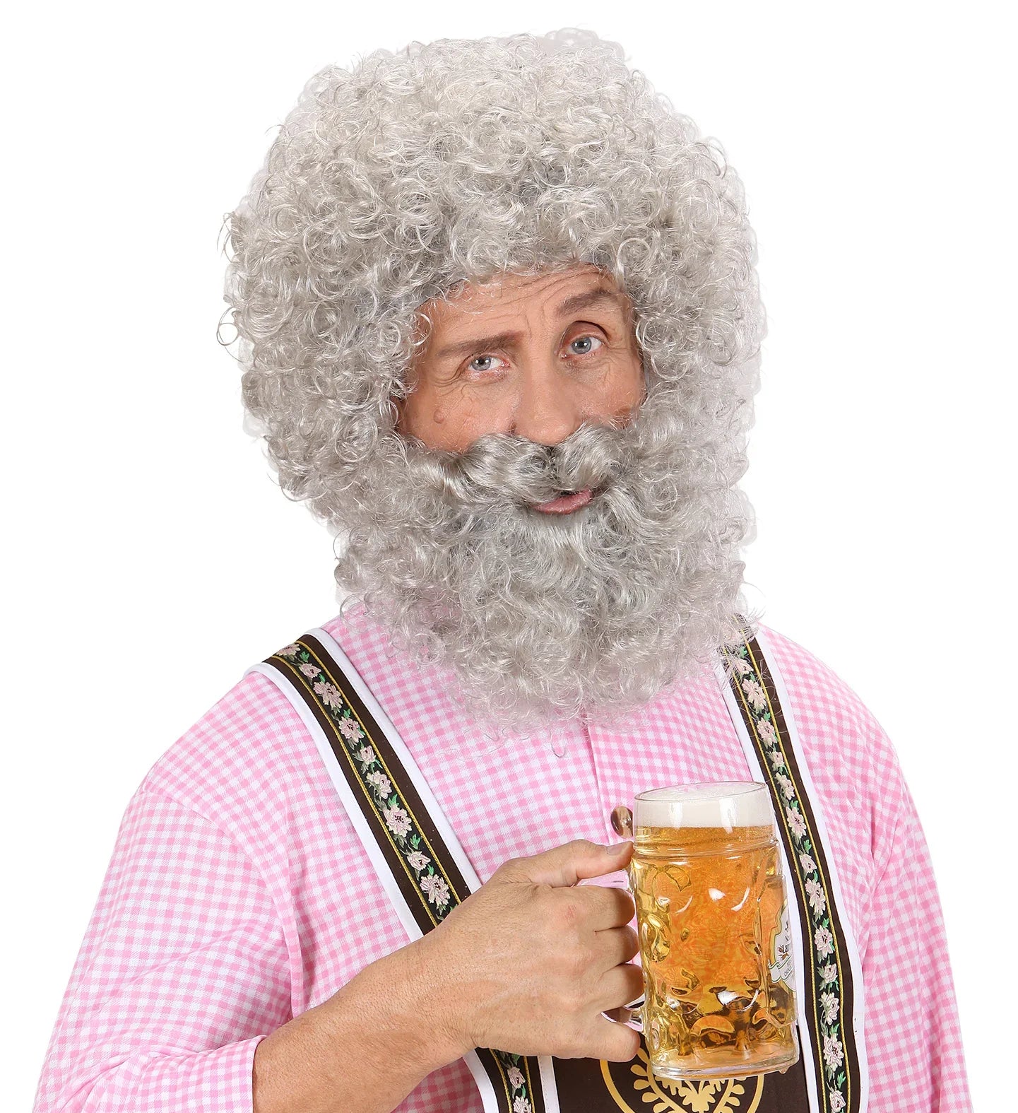 Peluca Gris Rizada con Barba COMPLEMENTOS Widmann