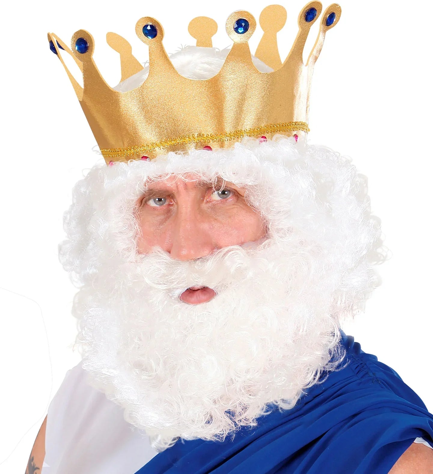 Peluca Blanca Rizosa con Barba COMPLEMENTOS Widmann