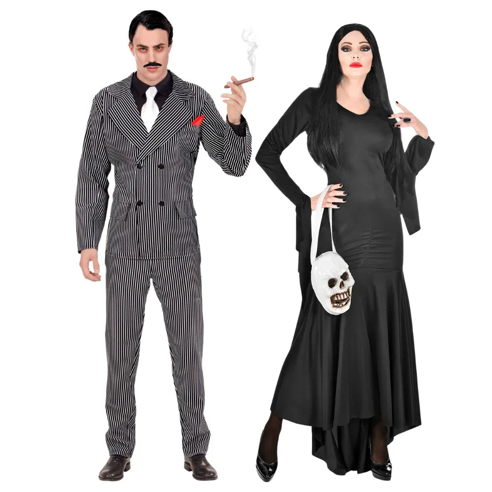 Disfraces en Pareja de Gomez y Morticia Elegantes Familia Addams Disfraces Simon