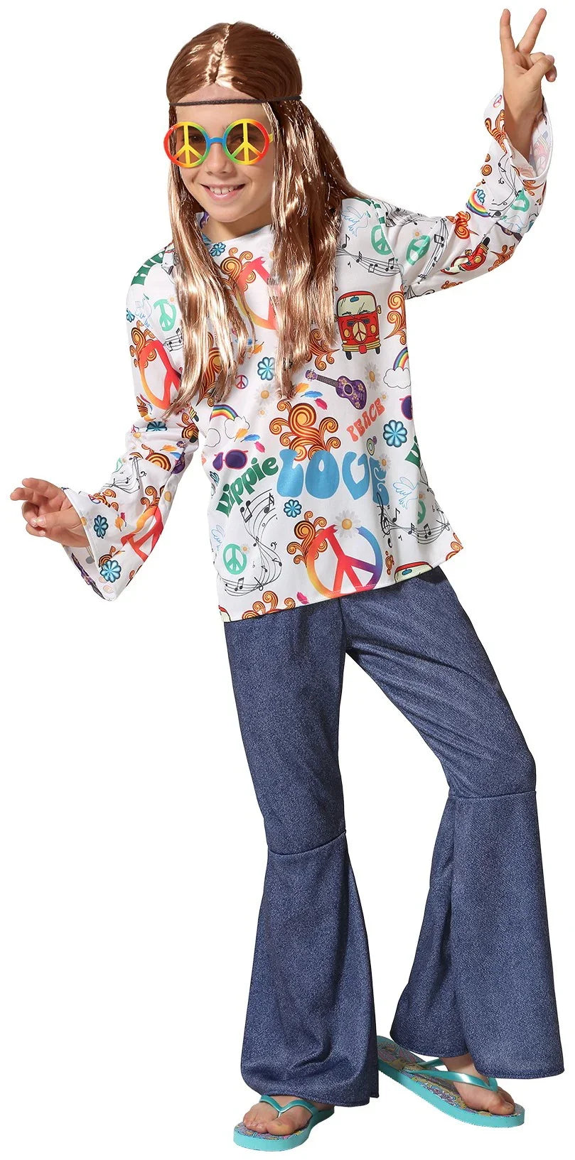 Disfraces para Grupo de Hippies Jeans Estampados Hippie Disfraces Simon