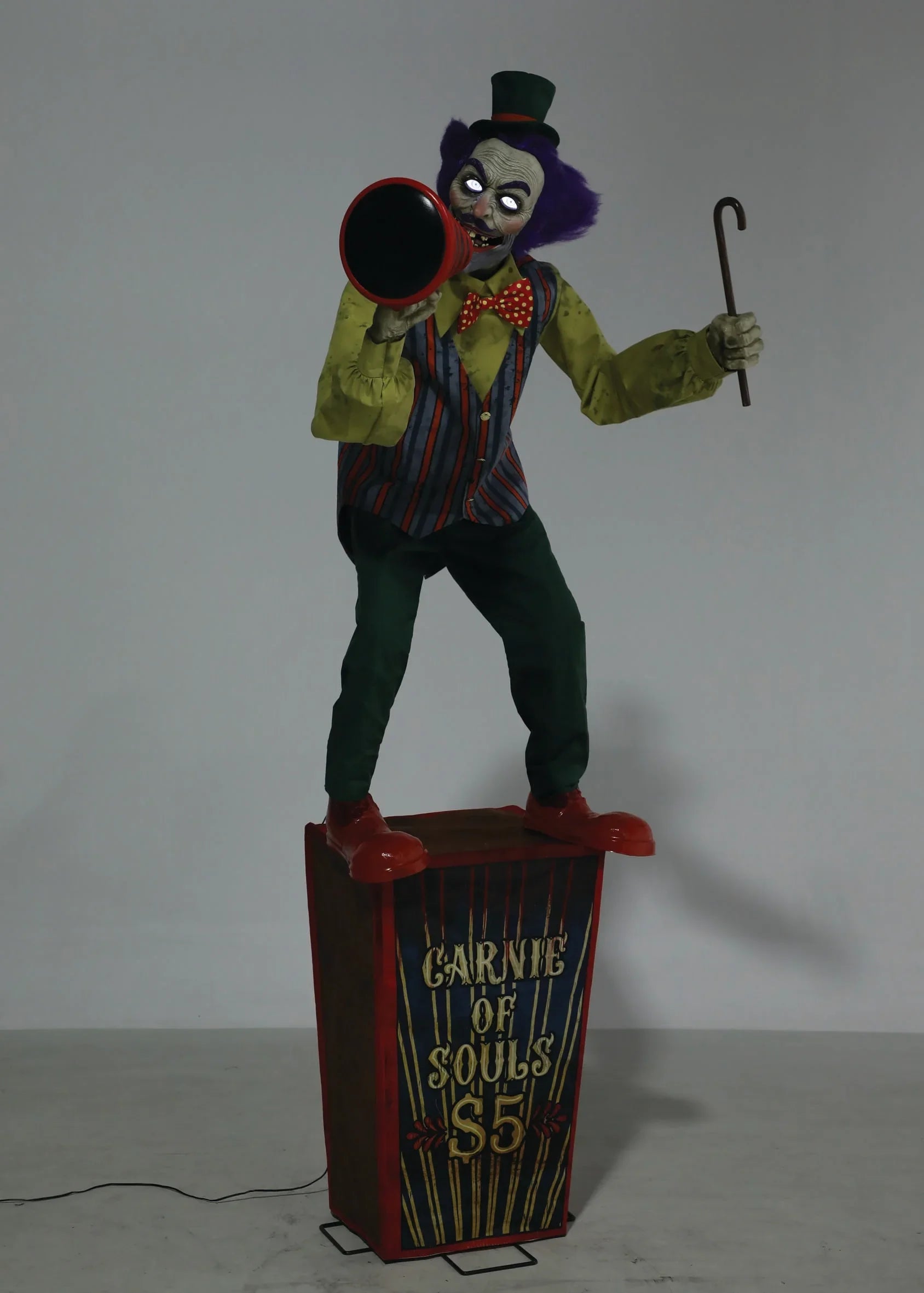 Presentador de Circo Siniestro con Movimiento, Luz y Sonido Decoración Halloween Palmer