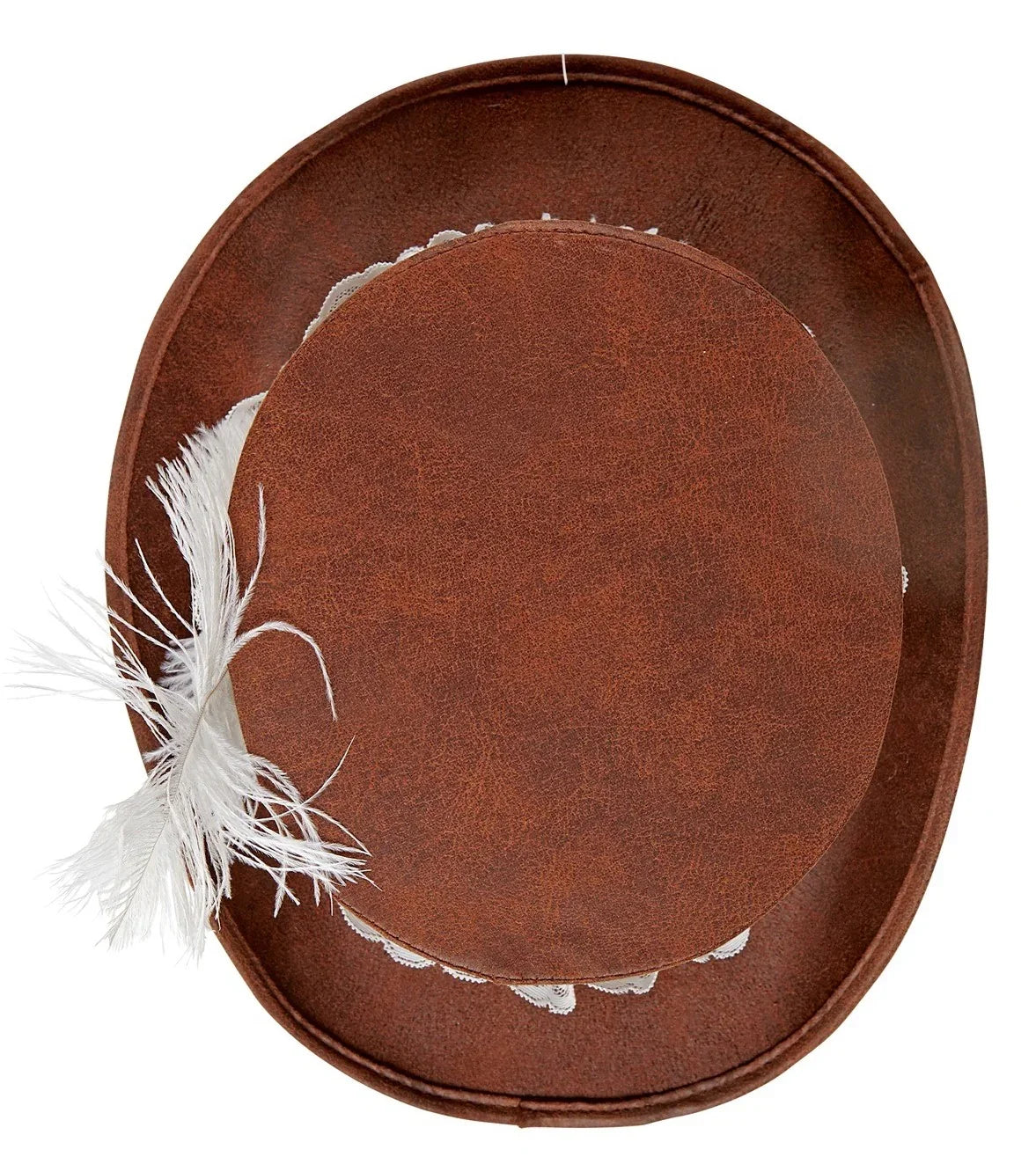 Sombrero Steampunk Efecto Cuero Marrón con Pluma Sombreros Steampunk Widmann