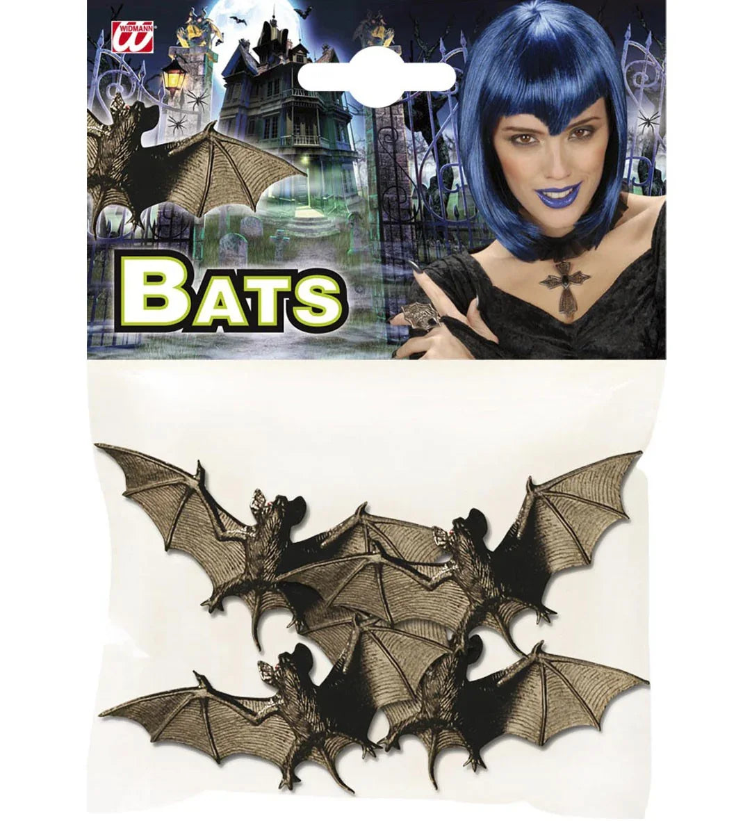 Cuatro Murciélagos Negros para Decoración COMPLEMENTOS Widmann