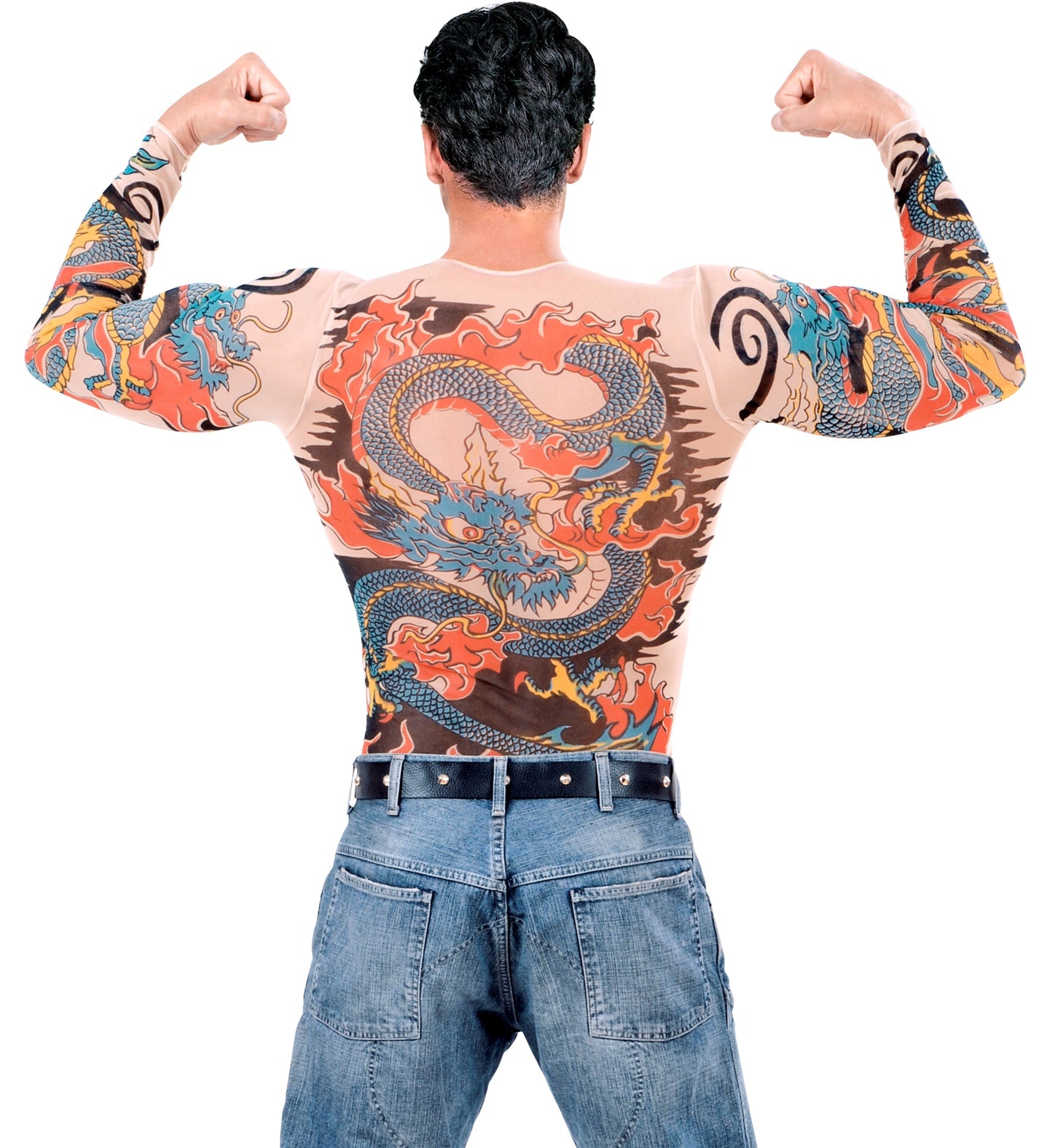 Malla Camiseta de Tatuajes de Tigre y Dragón para Hombre Chaquetas, Chalecos y Camisas Widmann