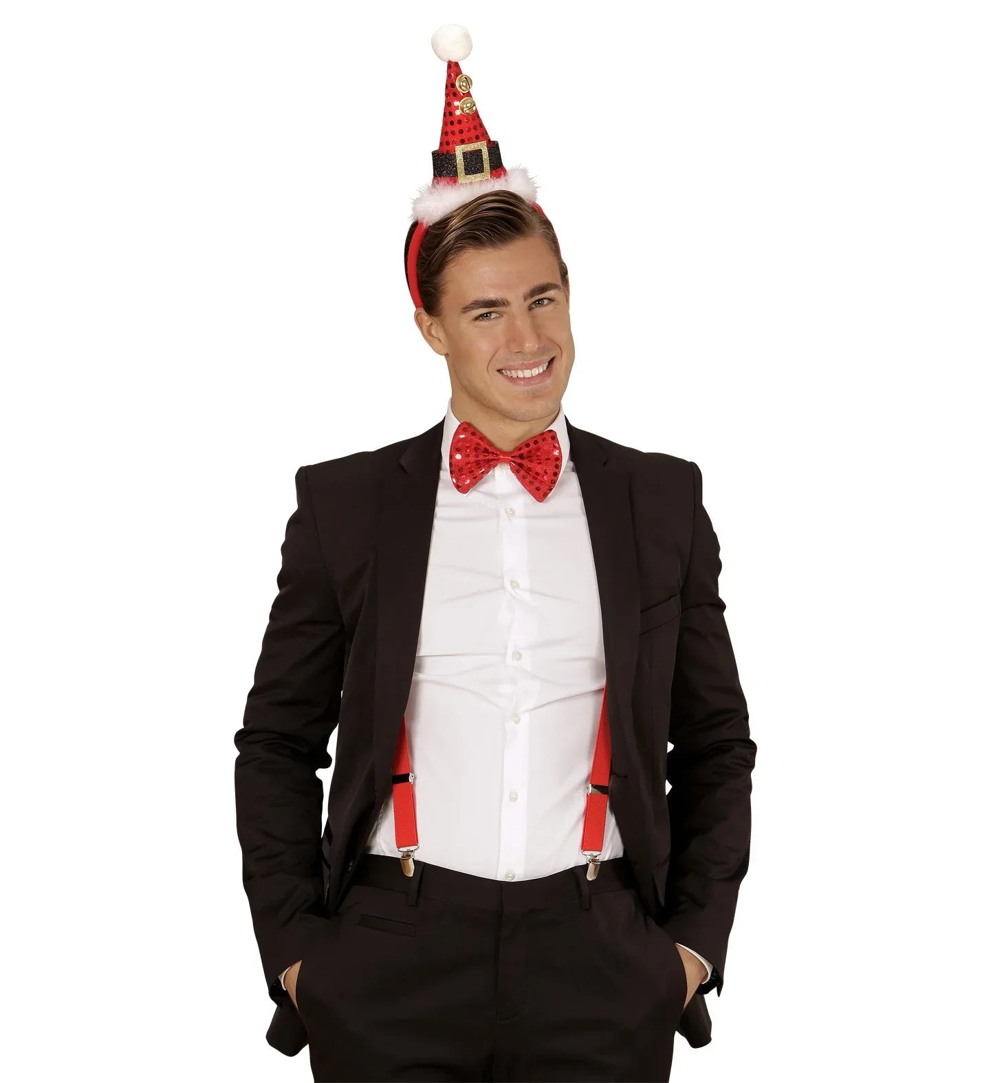 Mini Sombrero Papa Noel con pajarita y cascabeles Navidad Widmann