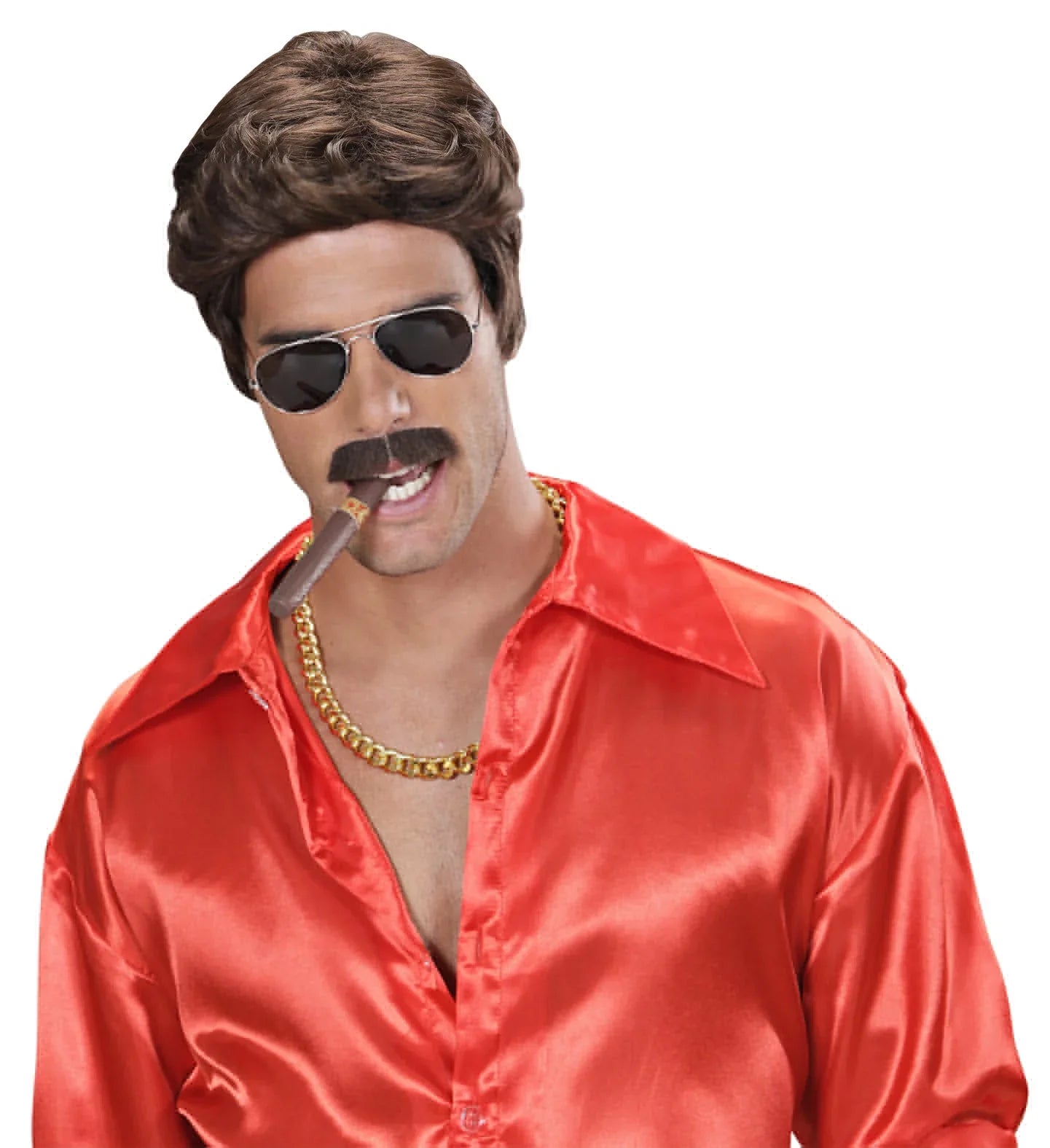 Peluca Castaña para Hombre con Bigote Lujo Pelucas Widmann