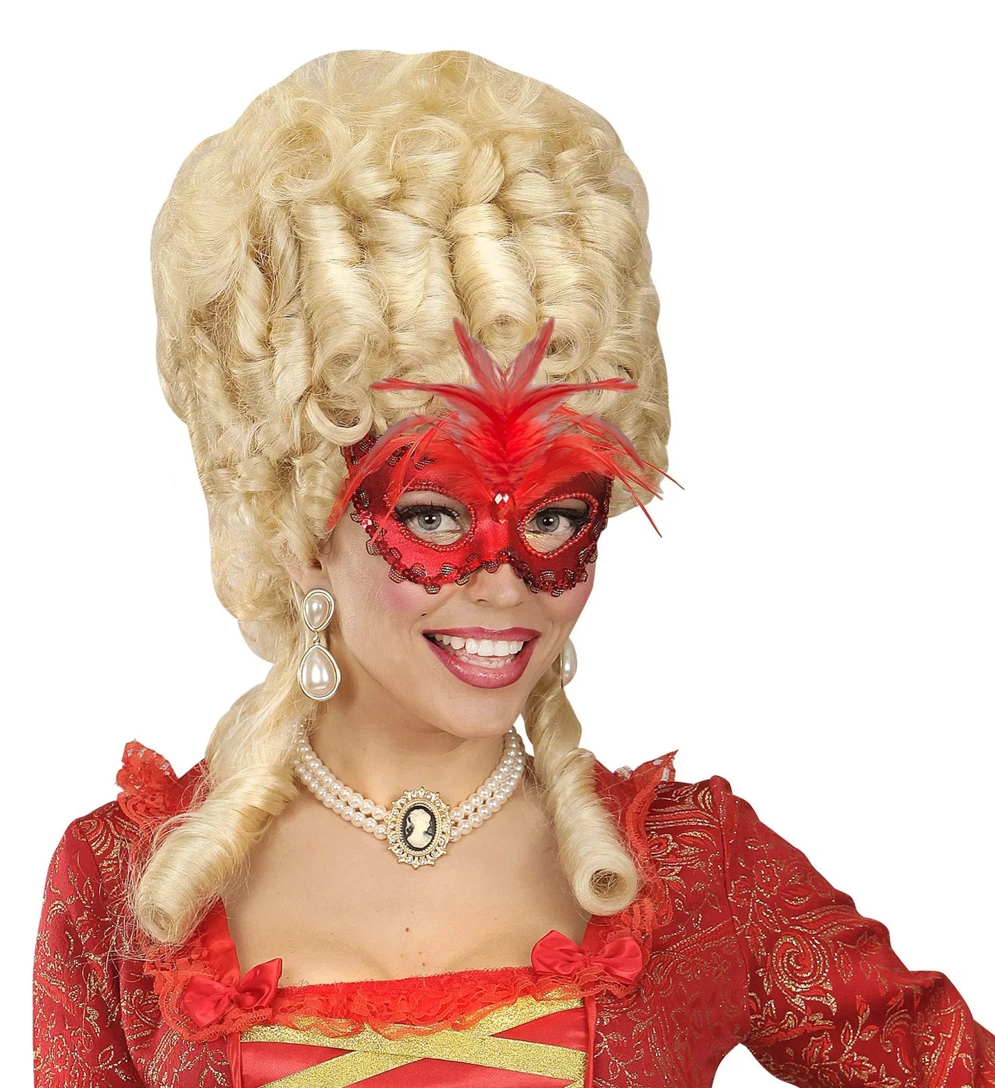 Antifaz Rojo con Plumas Antifaces Widmann