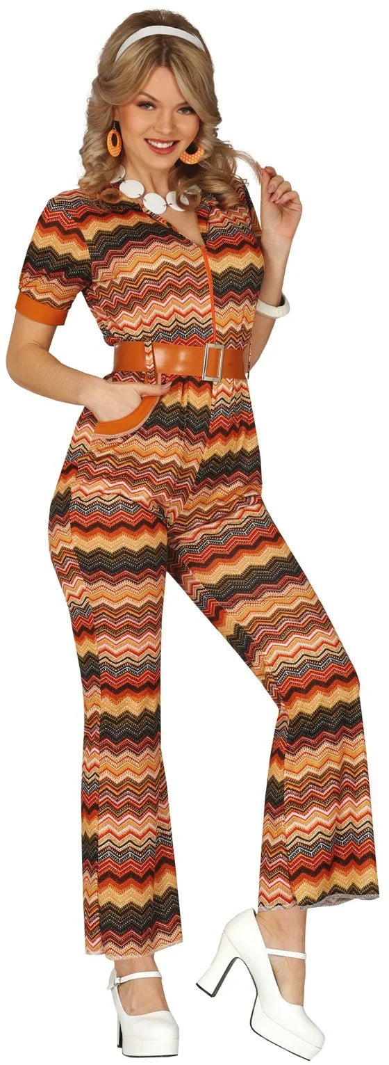 Disfraces en Pareja de Años 70 con Estampado Marrón Años 70 Disfraces Simon