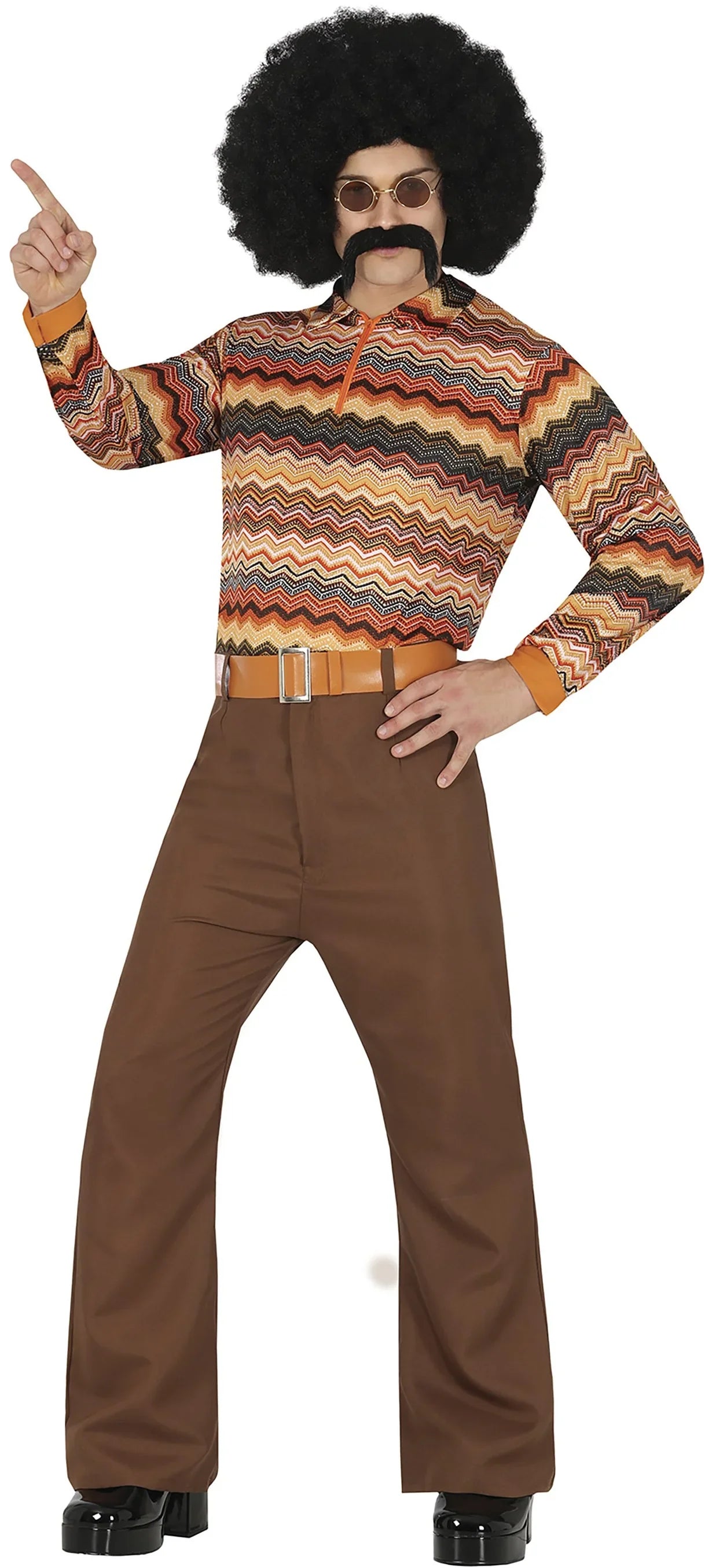 Disfraces en Pareja de Años 70 con Estampado Marrón Años 70 Disfraces Simon