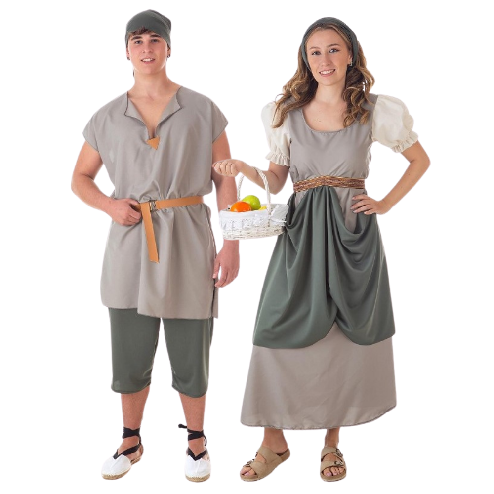 Costumi in Coppia di Fruttivendoli Medievali