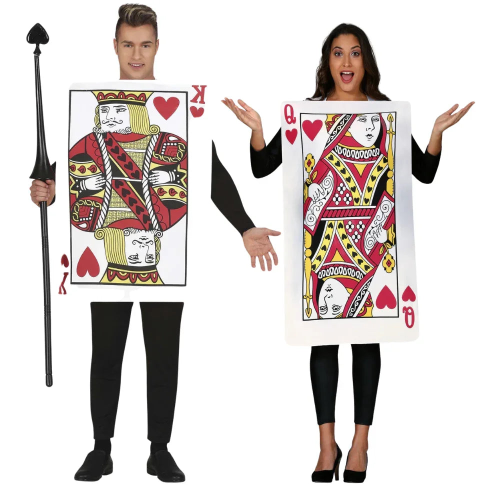 Disfraces en Pareja de Carta de Rey y Reina de Corazones Cartas Poker Disfraces Simon