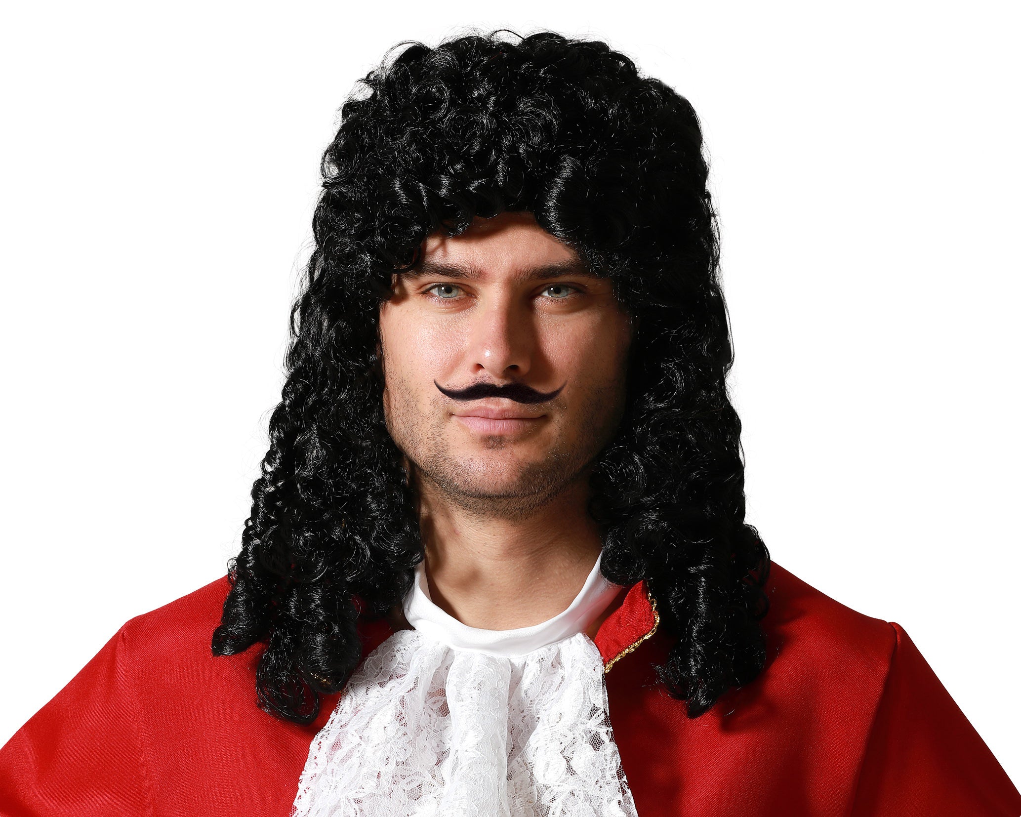 Parrucca da Capitano Uncino Castana Riccia con Baffi