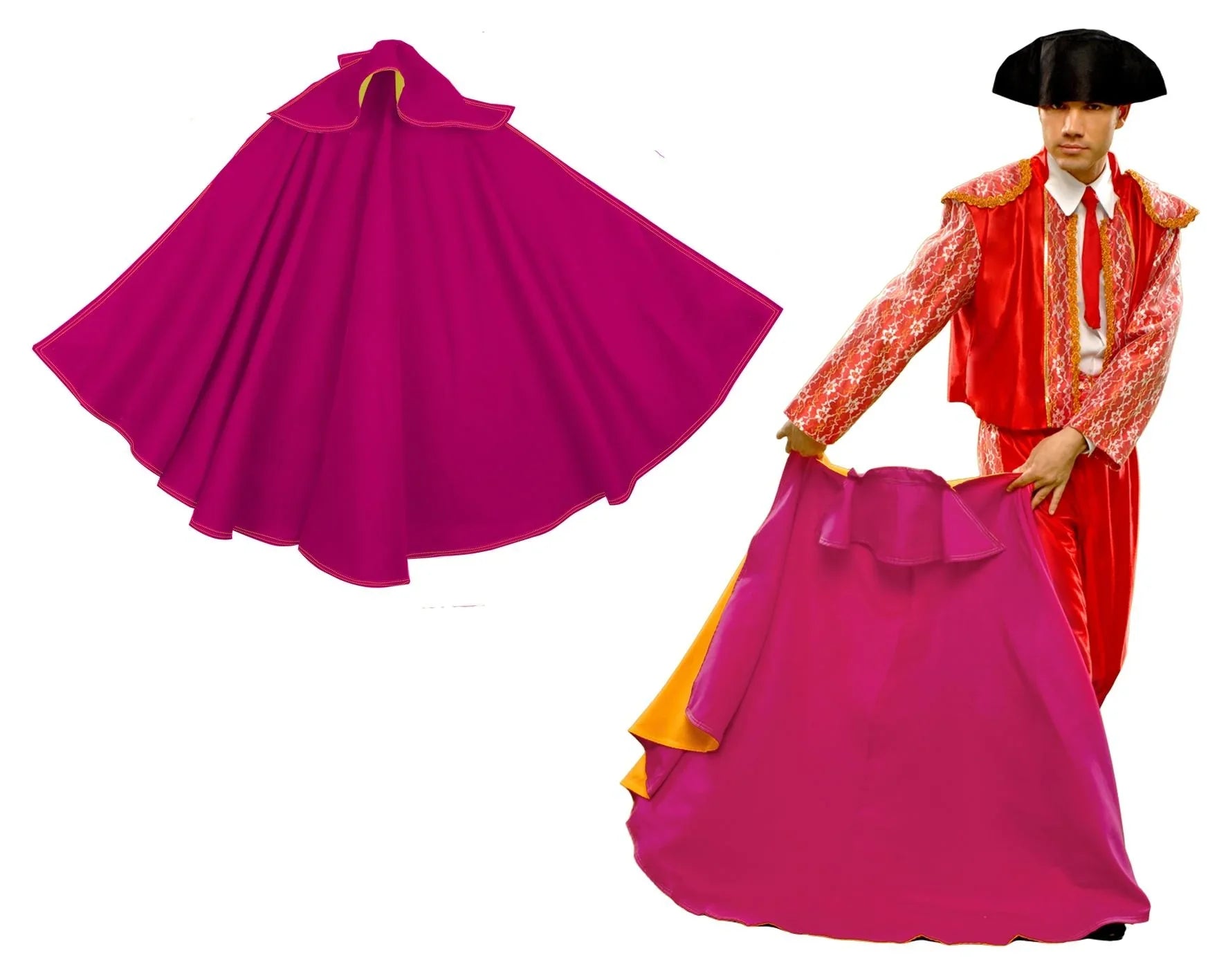Capote de Torero Rosa y Amarillo para Adulto Toreros Kimokawaii