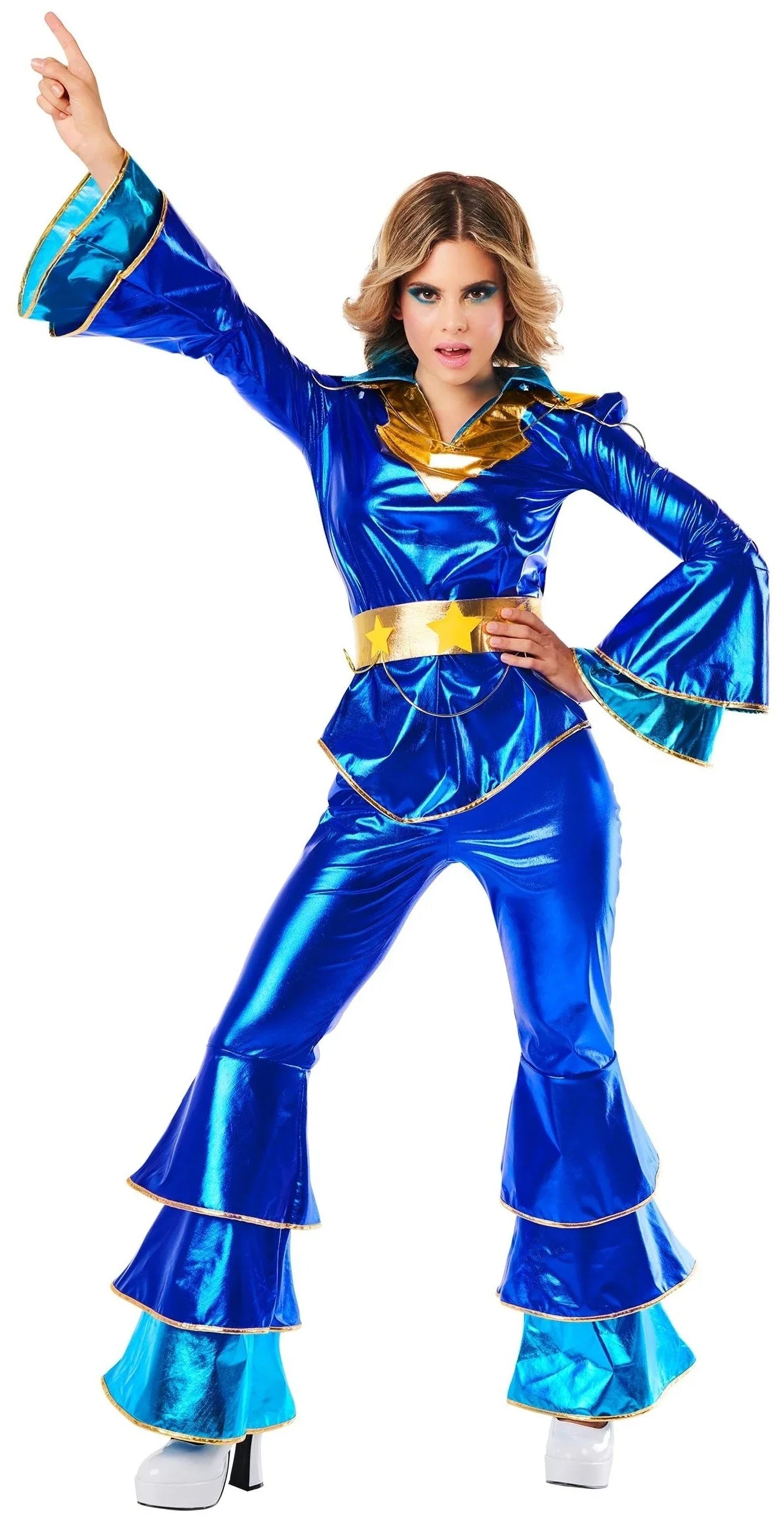 Disfraces en Pareja de Disco Años 70 Azul y Dorado Disco Disfraces Simon