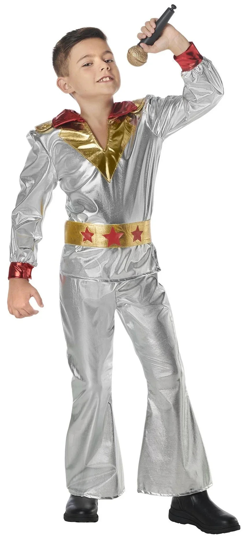 Disfraces para Grupo de Disco Años 70 Plateado y Rojo Discotequeros Disfraces Simon