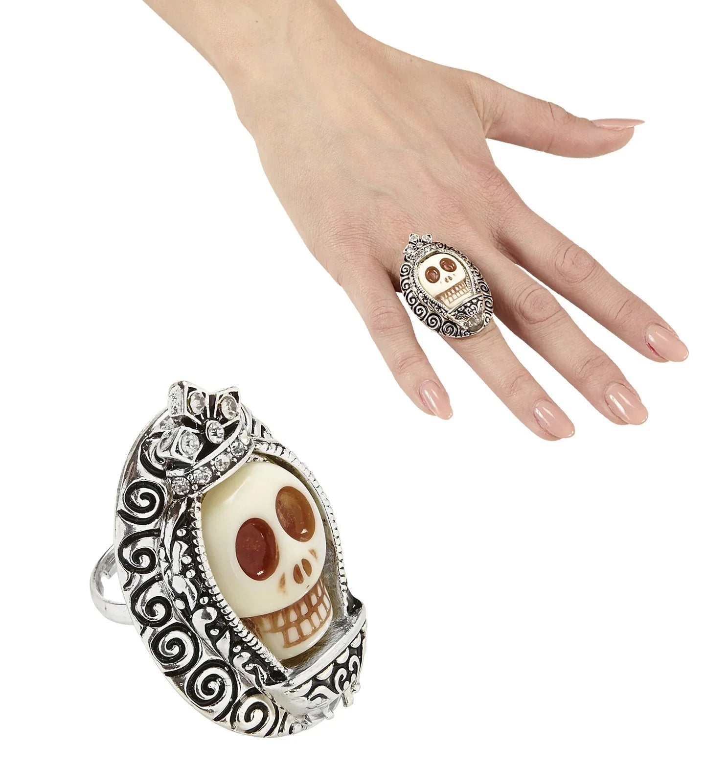 Anillo con Calavera Blanca y Strass Joyas y Bisutería Widmann