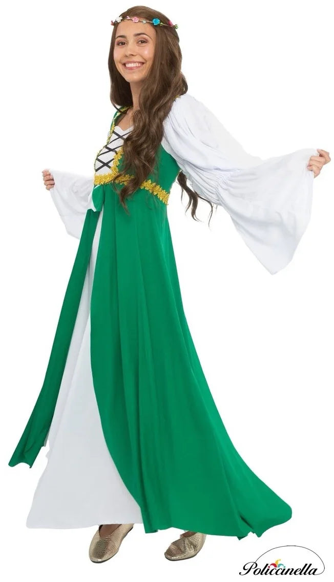Disfraz de Doncella Medieval Verde para Mujer Princesas y Damas Medievales El Rey del Carnaval