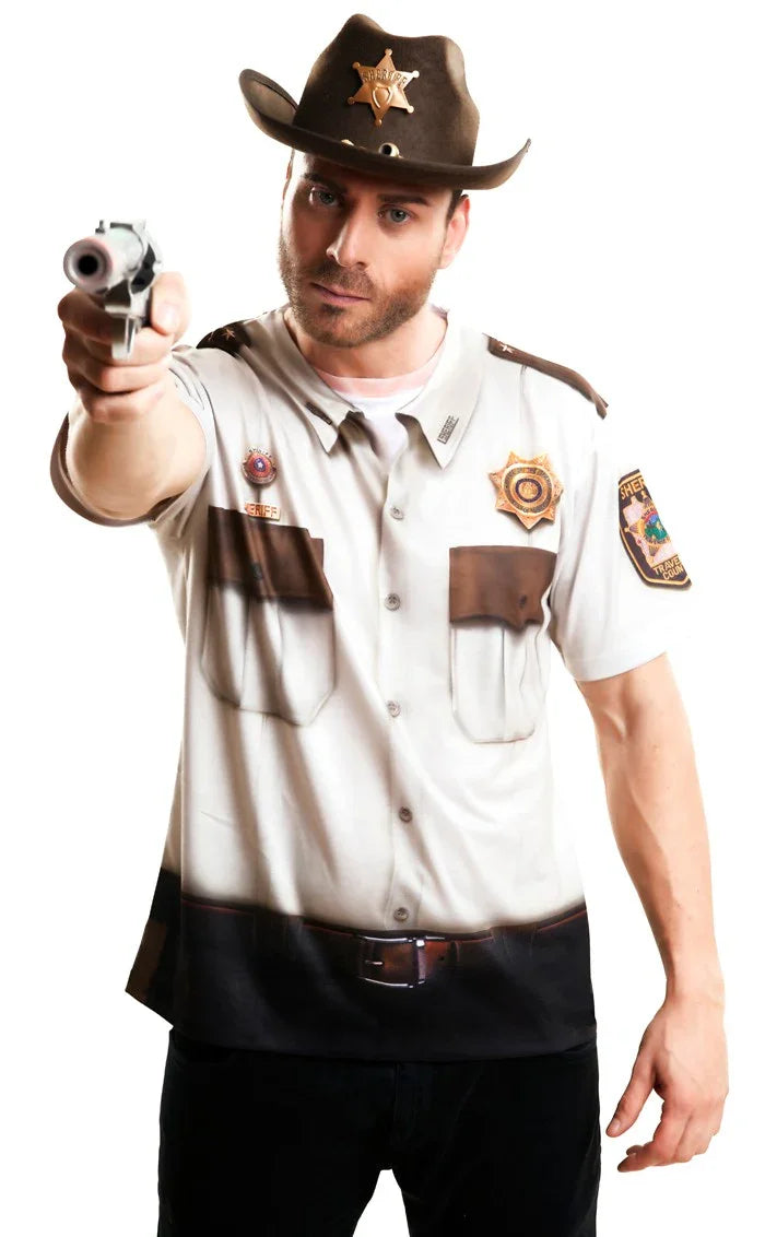 Camiseta de Sheriff para Hombre Camisetas Disfraz Viving