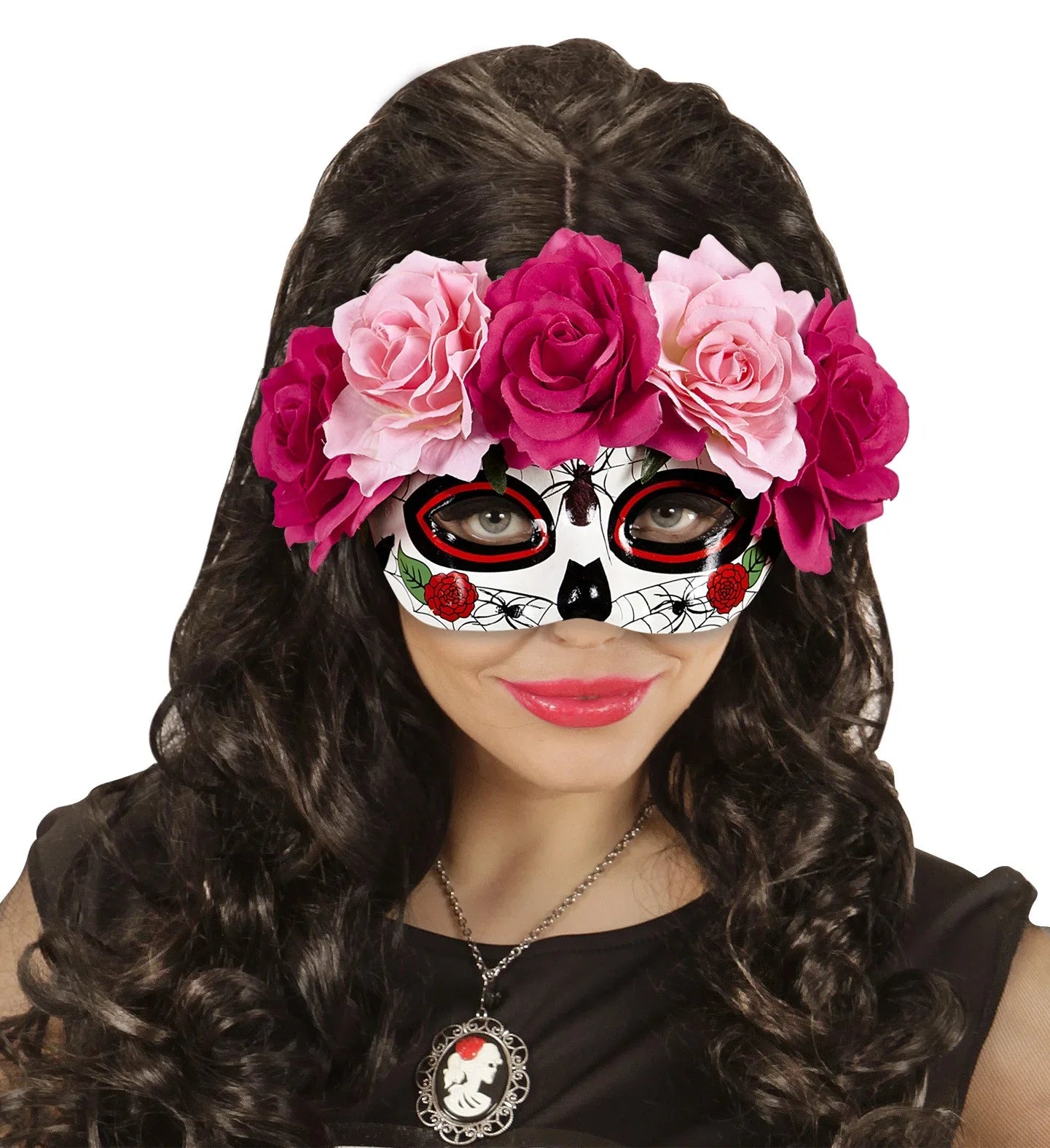 Antifaz de Catrina con Flores Rosas Catrina Widmann