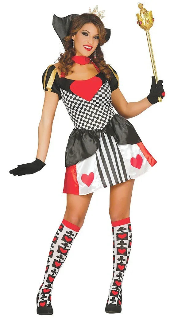 Disfraz de Reina de Corazones Corto para Mujer Dibujos Animados y Cuentos Guirca