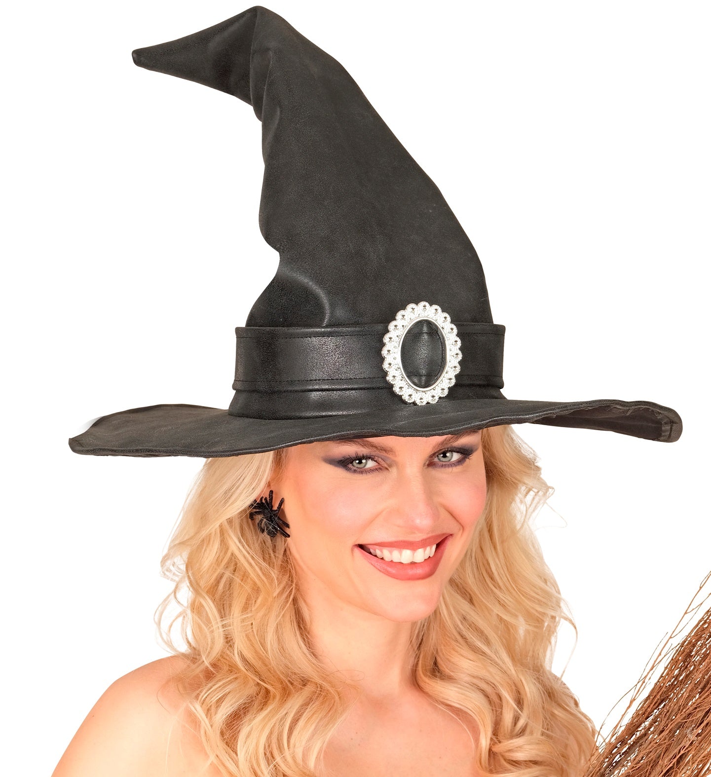 Cappello da strega in cuoio ecologico per donna