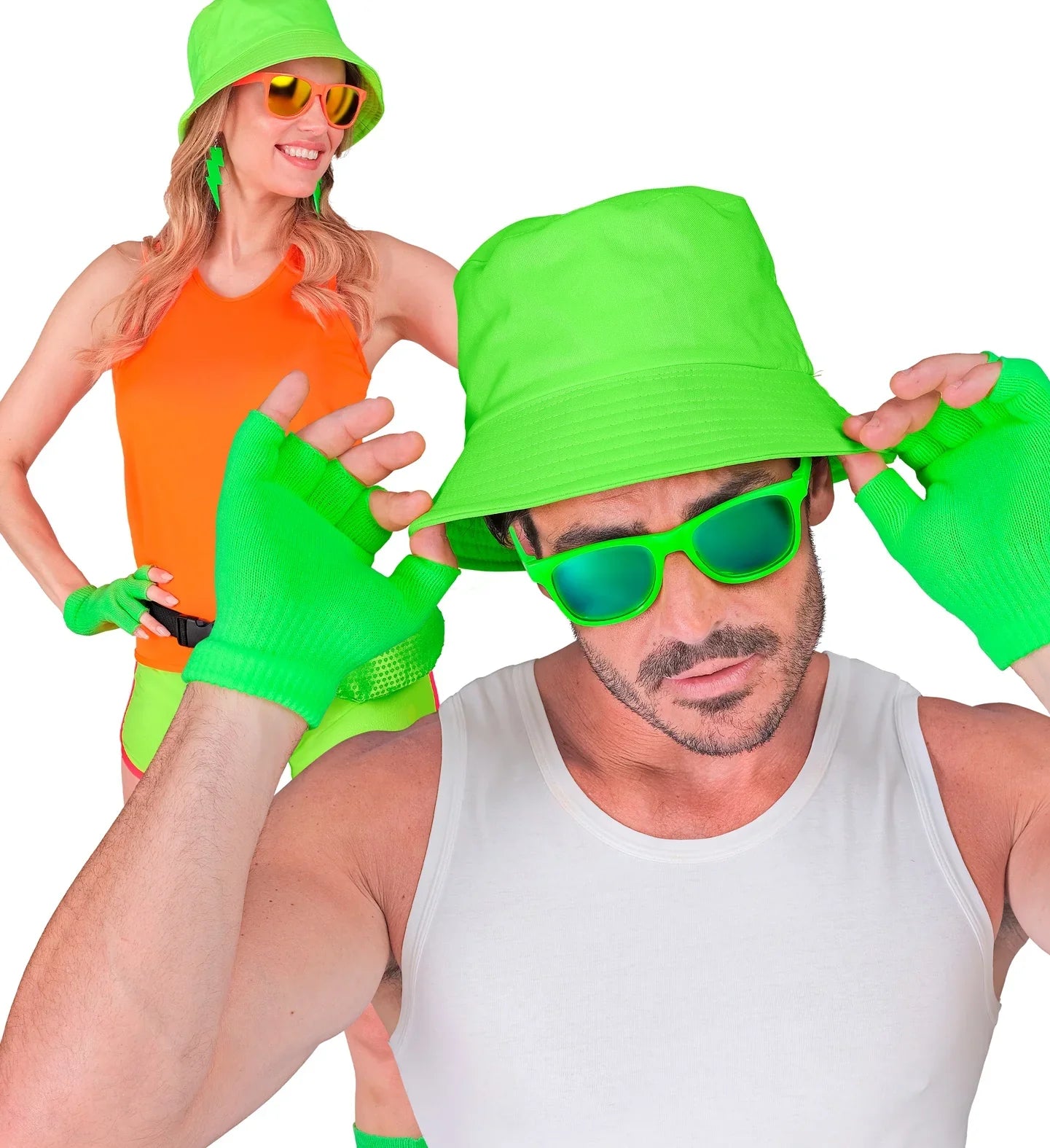 Guantes sin Dedos Abrigados Verde Neón Guantes Widmann