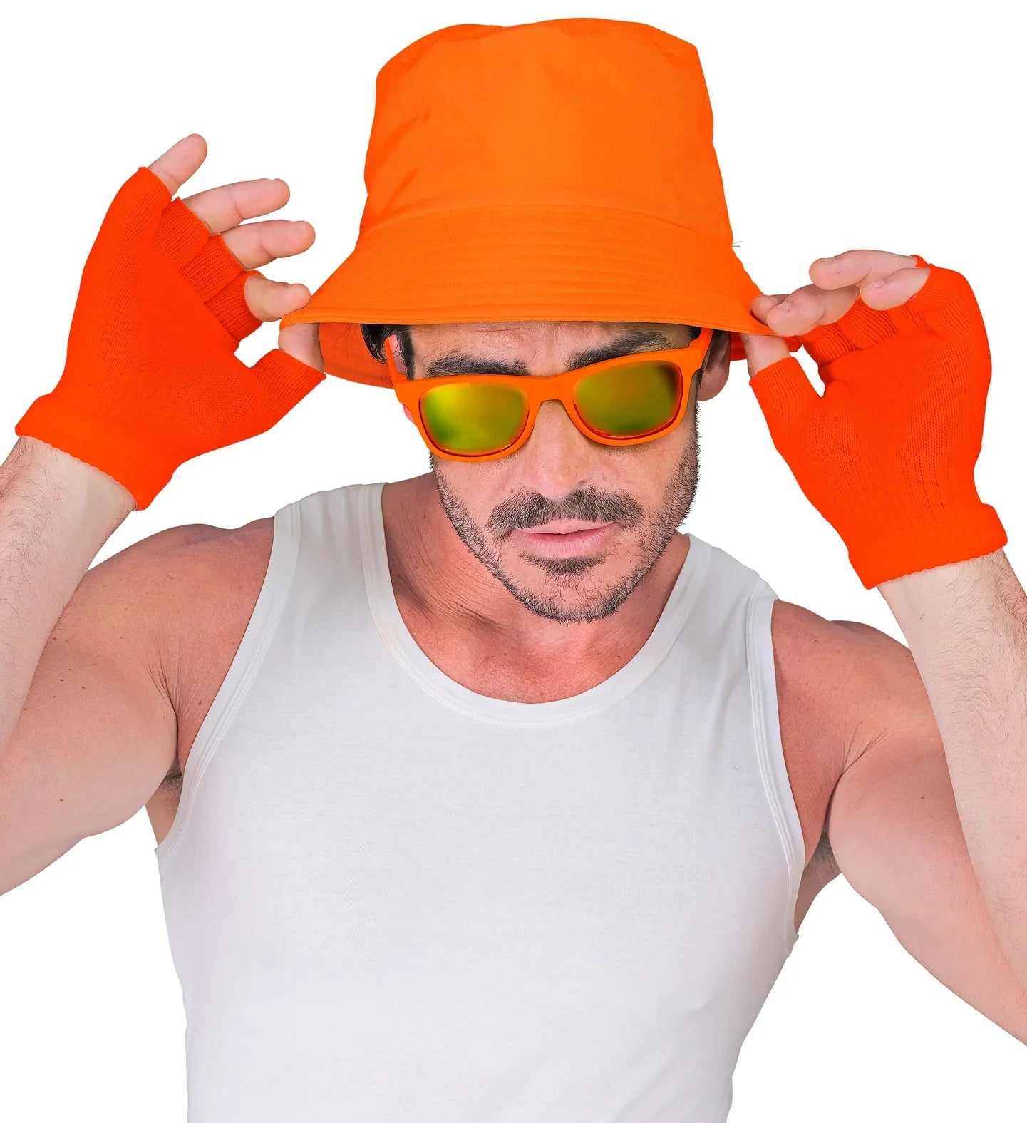 Guantes sin Dedos Abrigados Naranja Neón Guantes Widmann