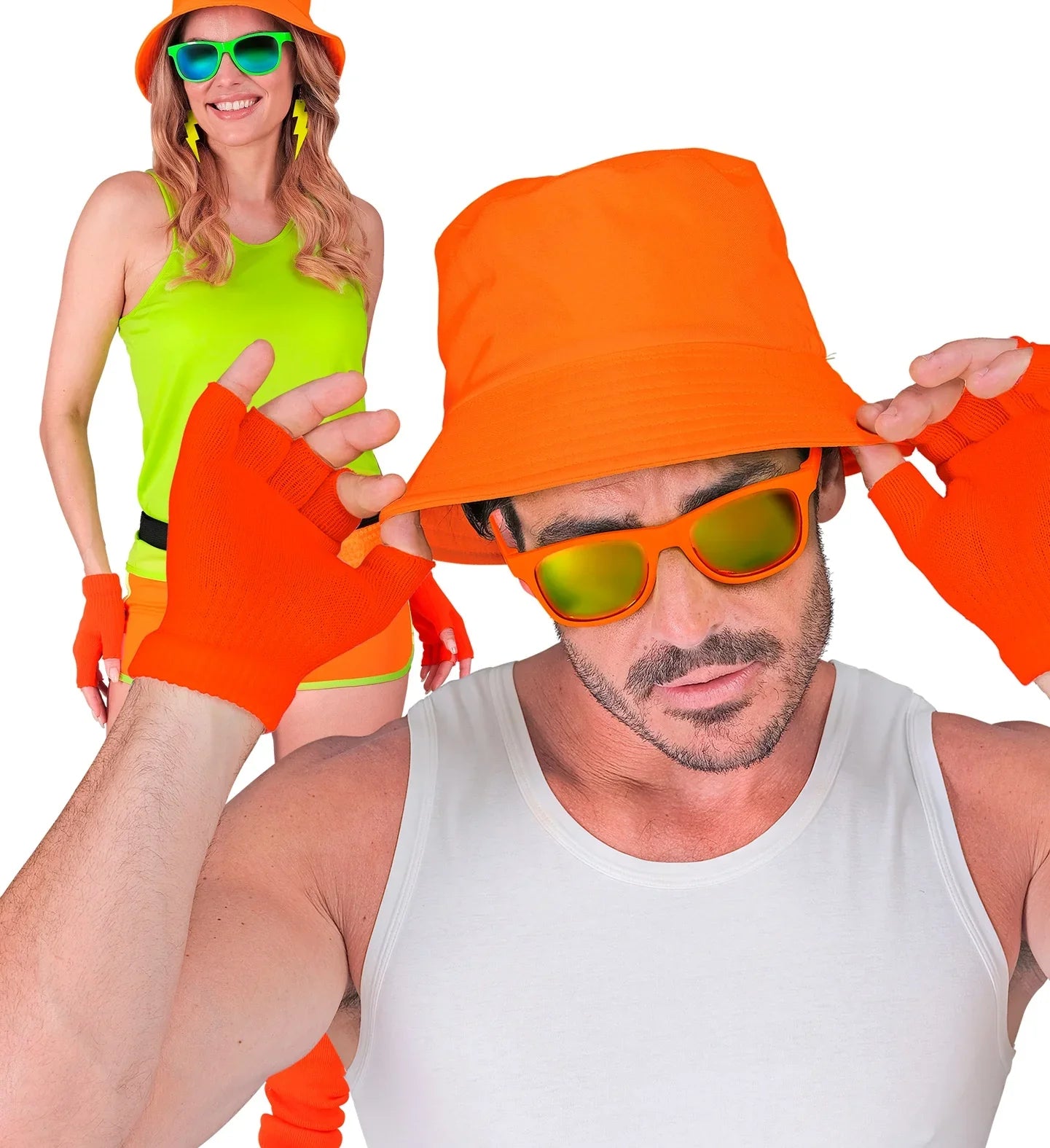 Guantes sin Dedos Abrigados Naranja Neón Guantes Widmann