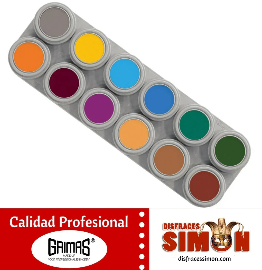 Paleta Maquillaje al Agua 12 unidades Colores Fuertes Maquillaje al Agua Grimas