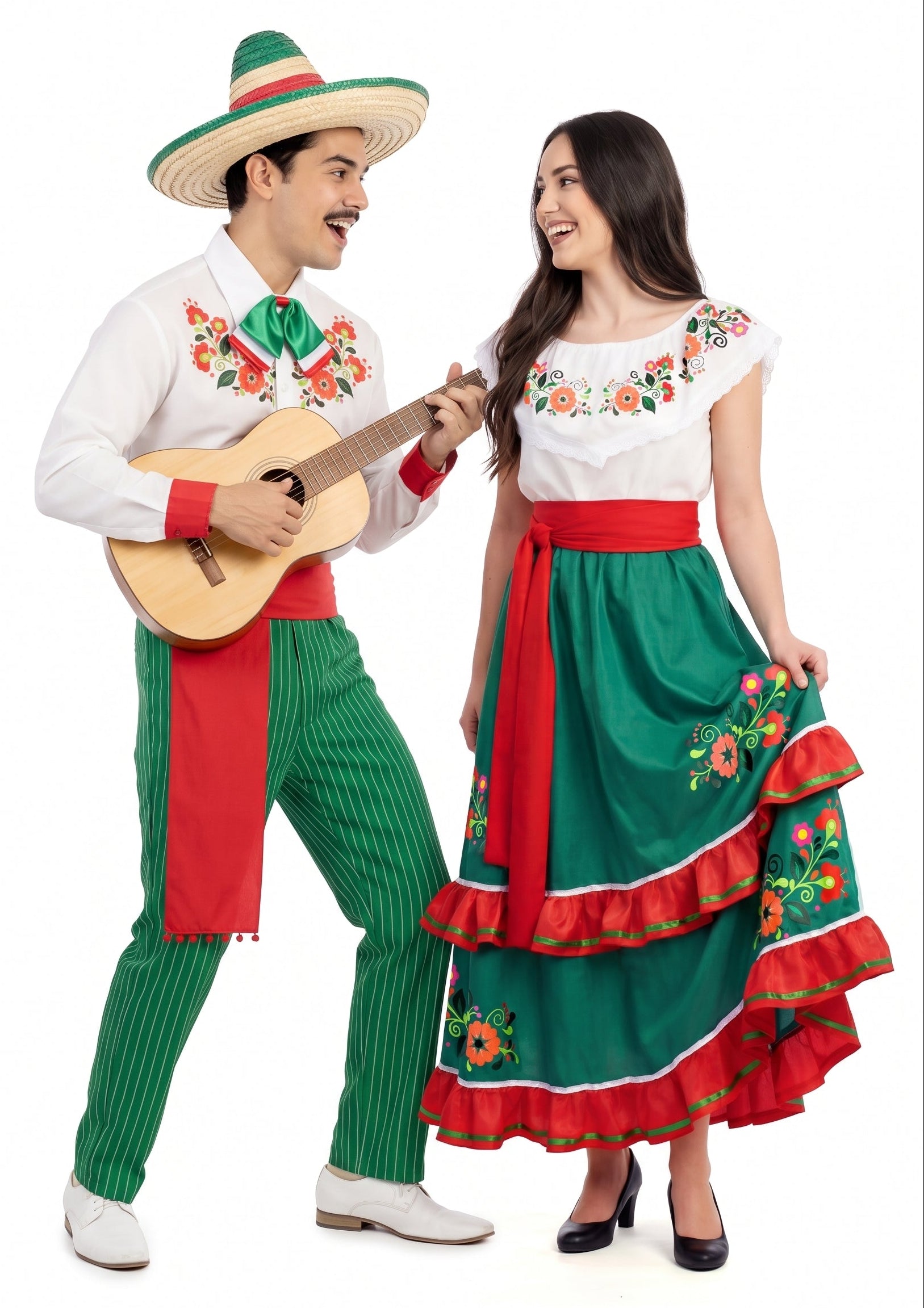 Costumi in coppia da Messicano e Messicana di colore verde