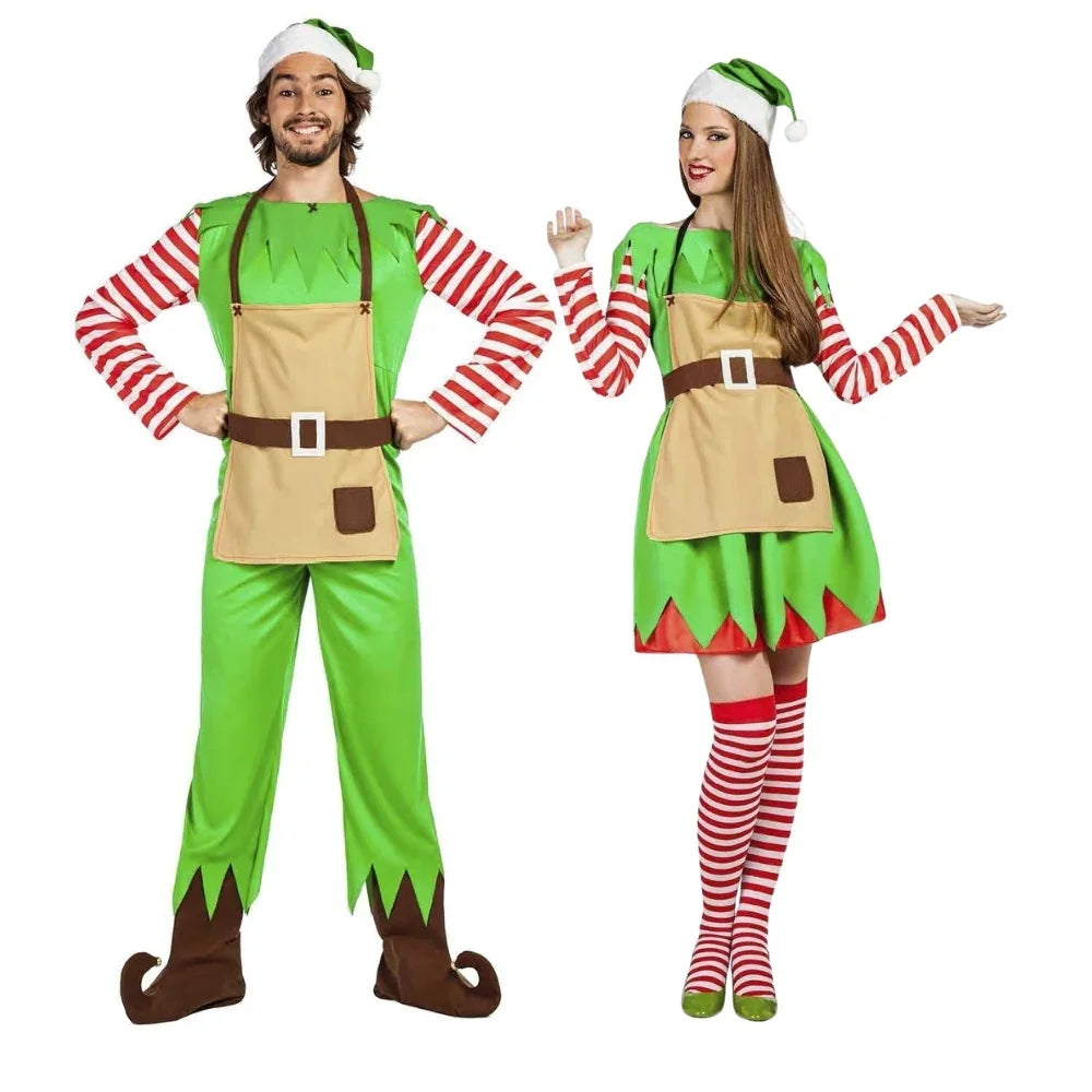Disfraces en Pareja de Elfos Ayudantes de Papá Noel Elfos Navideños Disfraces Simon