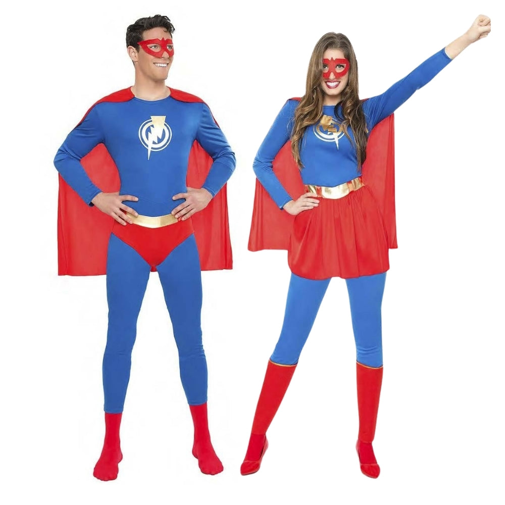 Disfraces en Pareja de Superhéroes Azules y Rojos Superhéroes Disfraces Simon