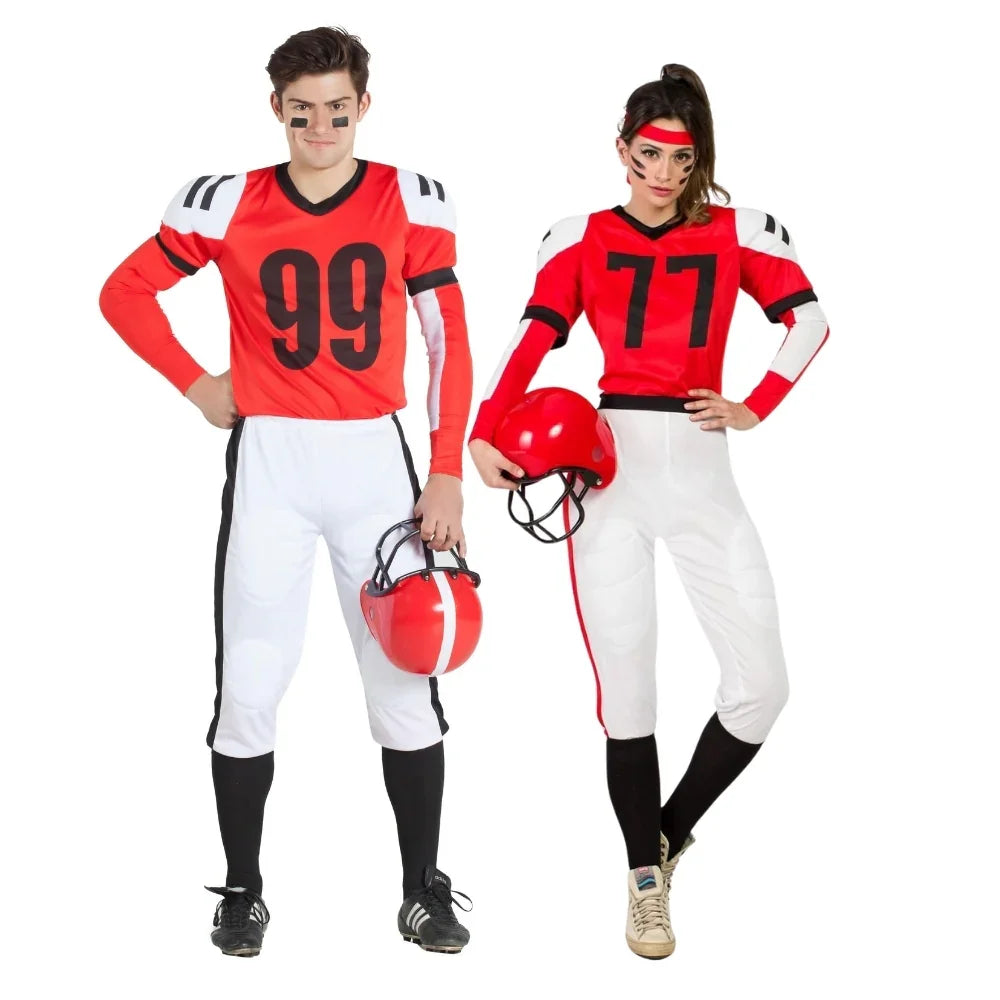 Disfraces en Pareja de Jugadores de Fútbol Americano Rojos Jugadores de Rugby Disfraces Simon