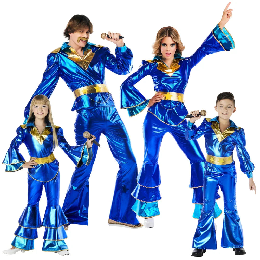 Disfraces para Grupo de Disco Años 70 Azul y Dorado Discotequeros Disfraces Simon