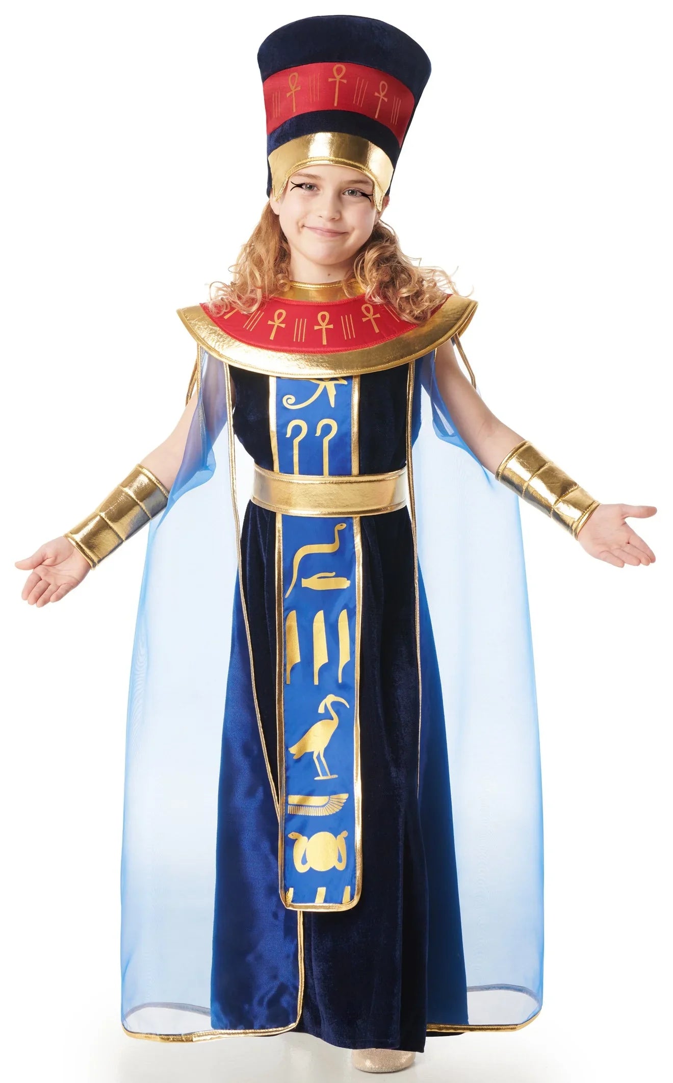 Disfraz de Faraona Egipcia Elegante Azul para Niña Egipcios Infantiles Kimokawaii