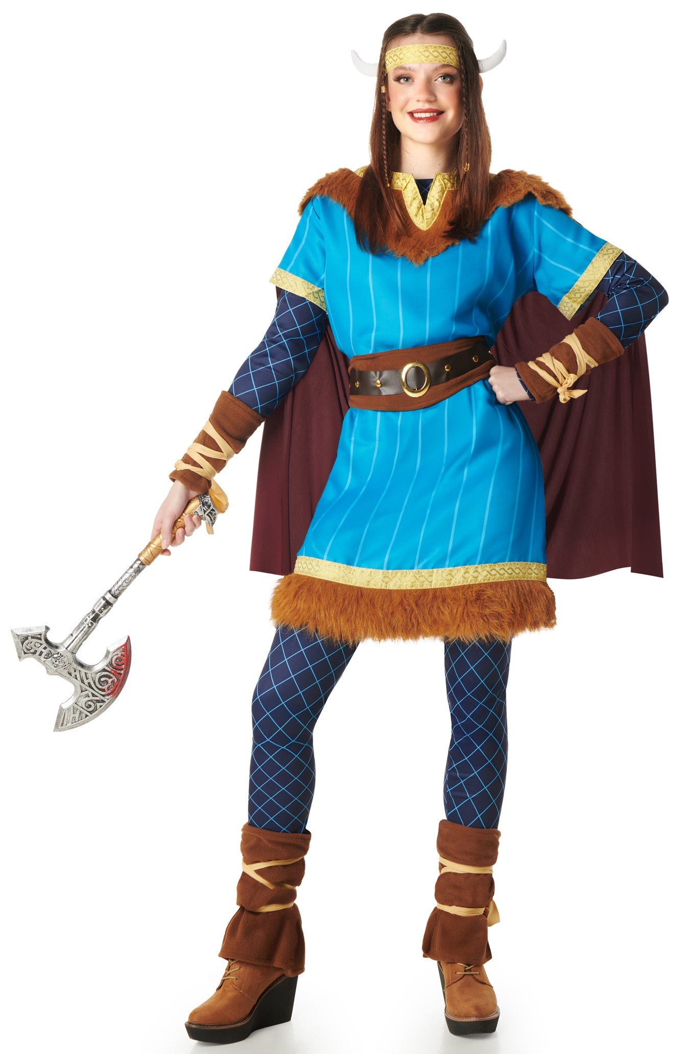 Disfraz de Vikinga Azul para Mujer Vikingos Kimokawaii