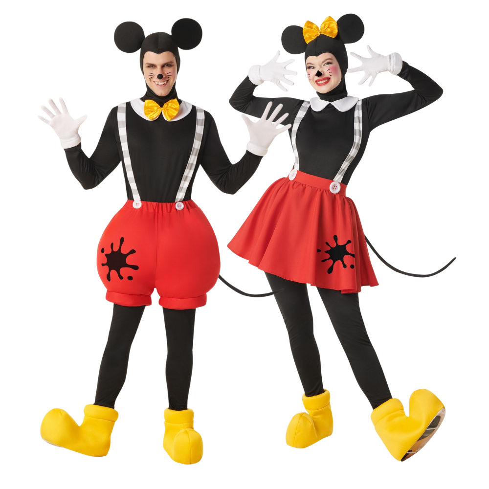 Disfraces en Pareja de Ratones Mickey y Minnie Mouse