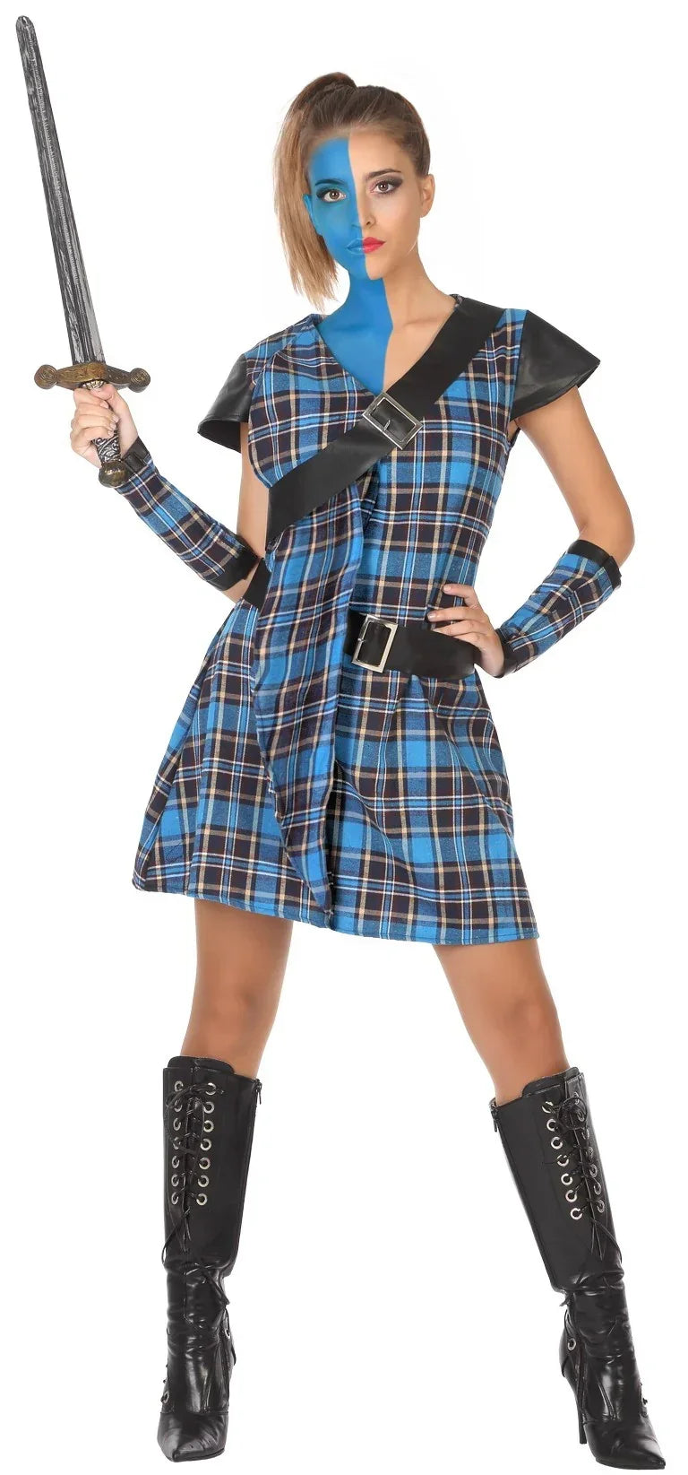 Disfraz de Guerrillera Escocesa Azul para Mujer Escoceses Atosa