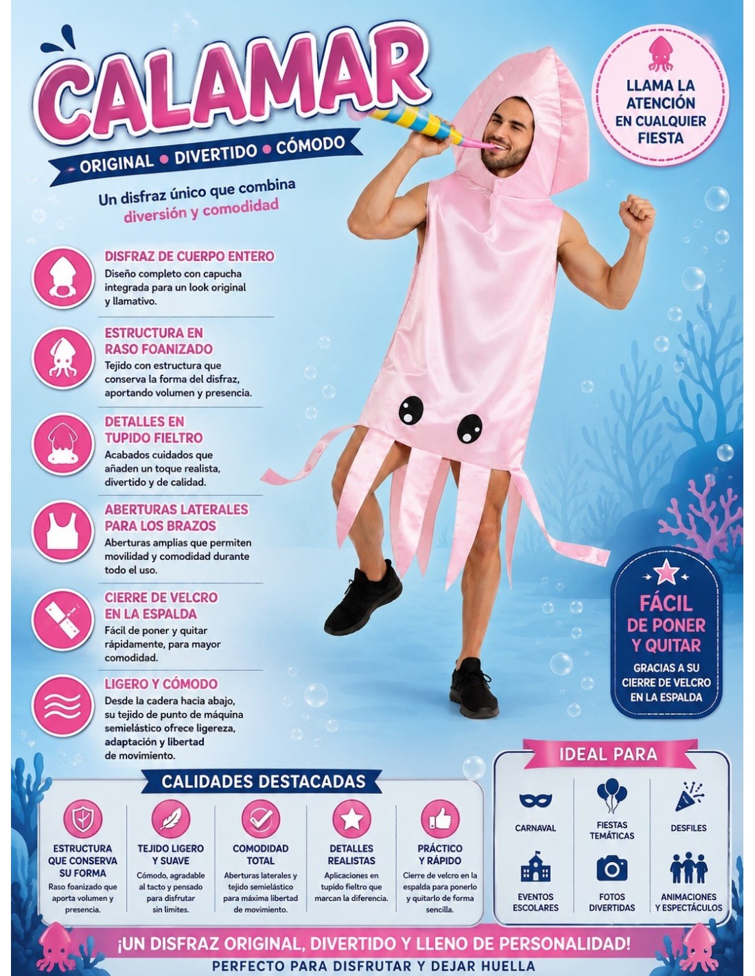 Costume di Calamaro Rosa per Adulto
