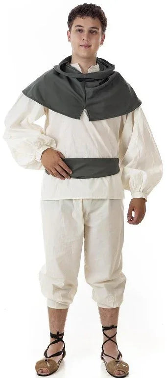 Disfraz de Panadero Medieval con Capucha para Hombre Campesinos y Posaderos Medievales Llopis