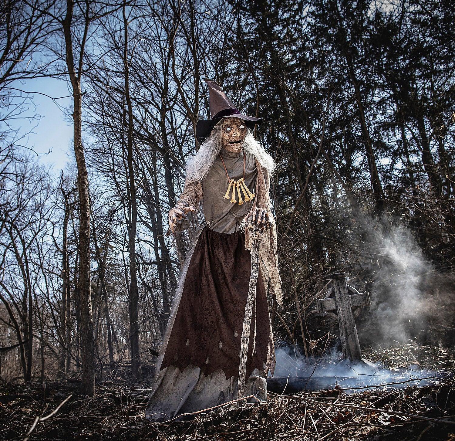 Bruja Terrorífica con Movimiento, Luz y Sonido Decoración Halloween Palmer