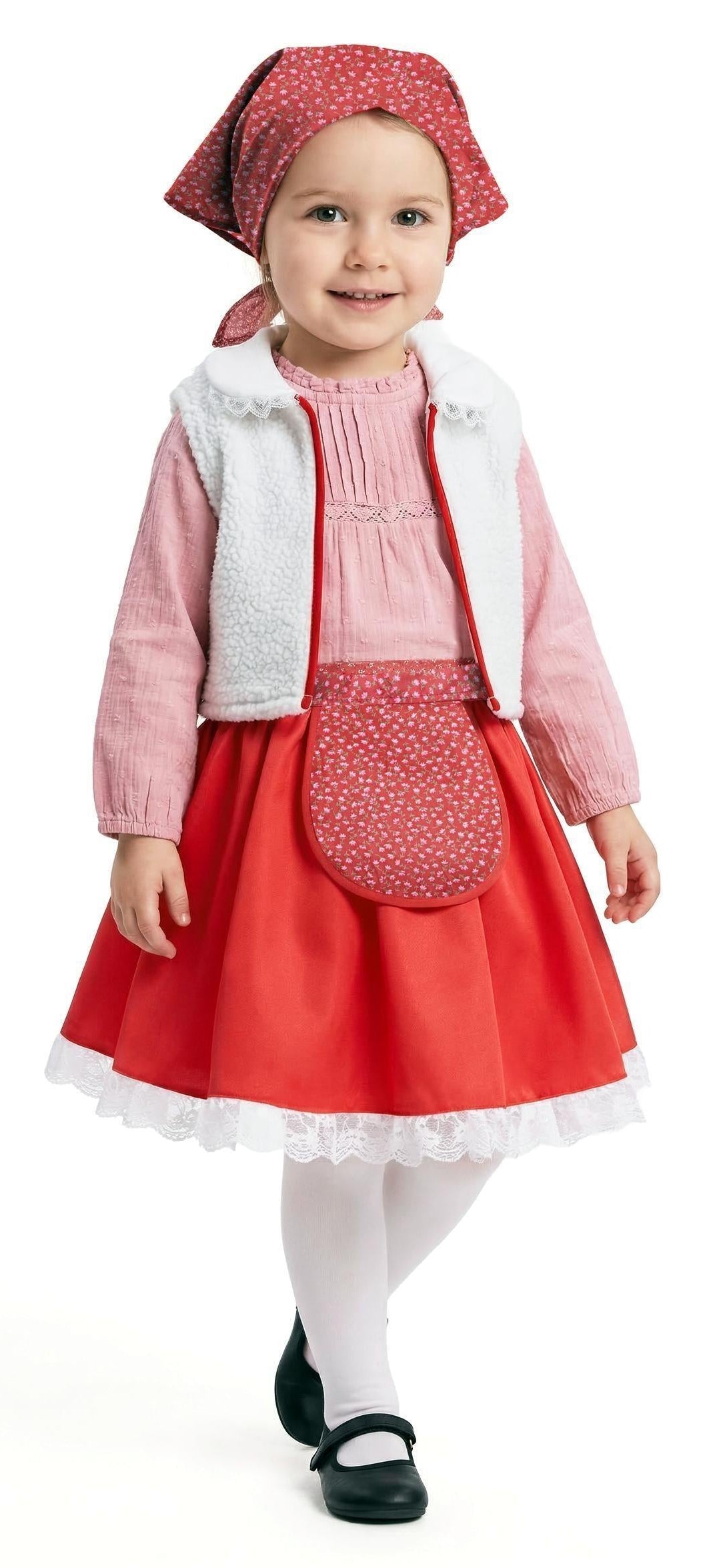 Costume Pastore con Foulard di Colore Rosso per Bambino