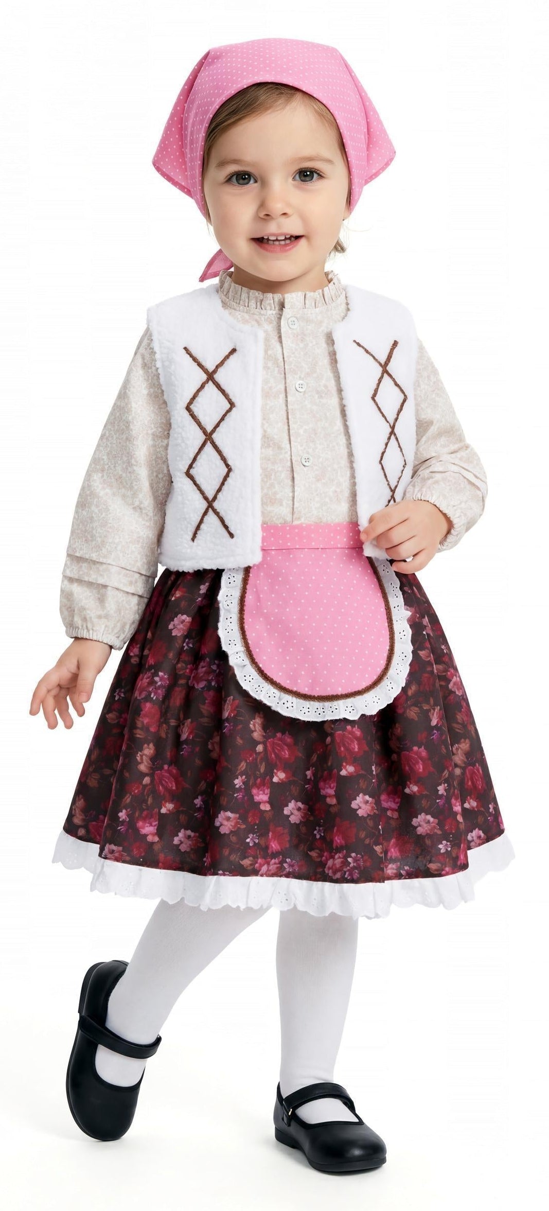 Costume diPastora con ️foulard rosa per bambini